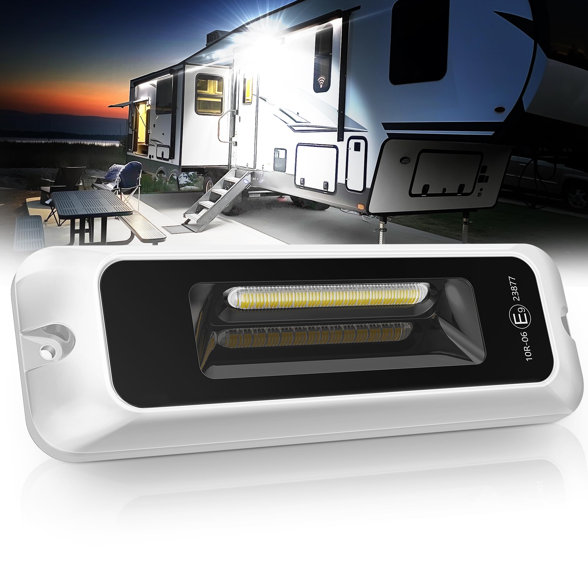 MICTUNING 6 Inch LED Outdoor Porch Light, White Aluminum, IP68 Waterproof, 1 Pack