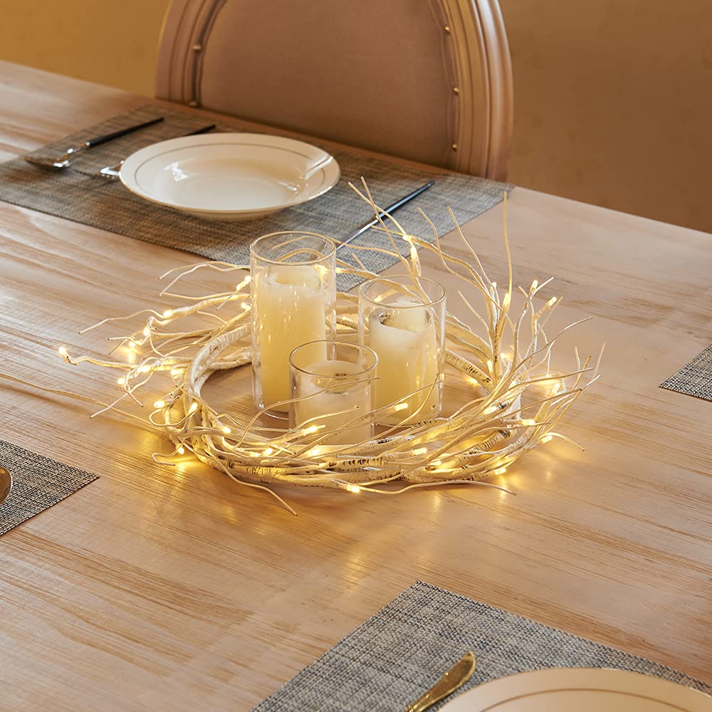 Hairui Lighted Baby Breath Flower Garland Battery Operated with Timer 48L Warm White LED 6FT, Artificial Gypsophila Vine Lights