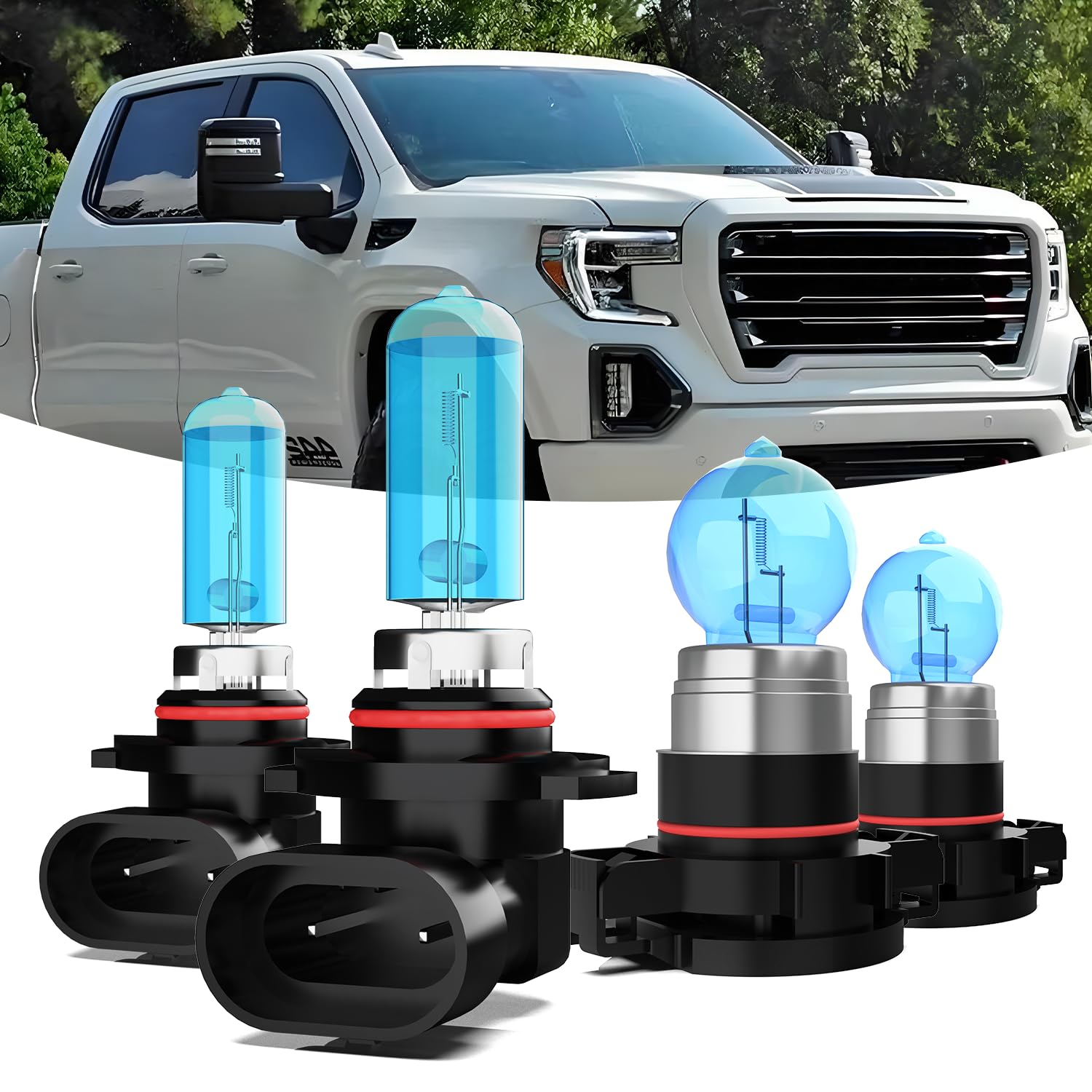 TTDBDAN Headlights Fit for GMC Sierra 1500 2014-2015,9012 High/Low Beam Halogen Headlight Bulbs Combo + h16/5202 Halogen Fog Lig