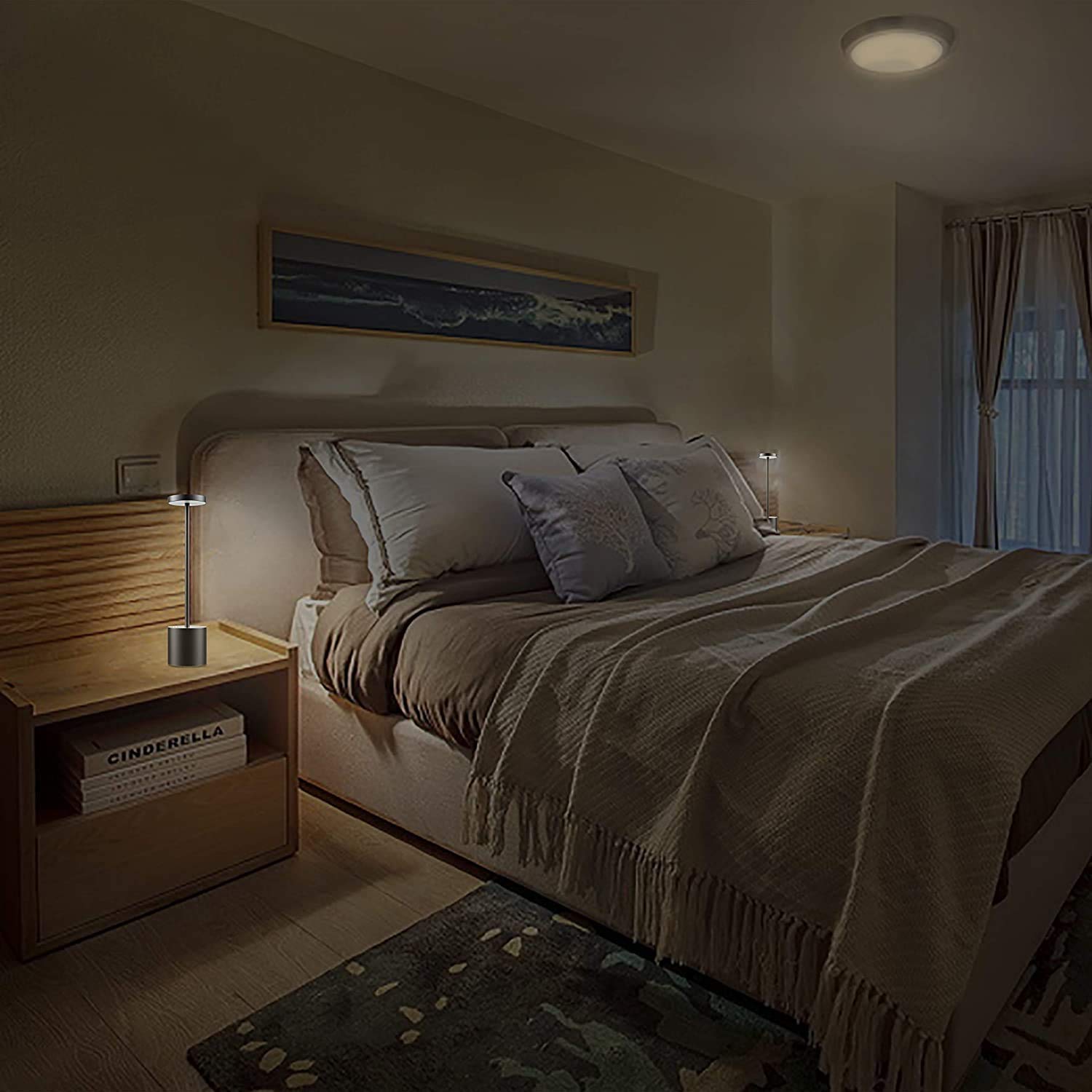 Shangcai Led Cordless Table Lamp, Rechargeable 6000Mah Battery Desk Lamp 3 Levels Brightness Night Light Modern Hotel Restaurant