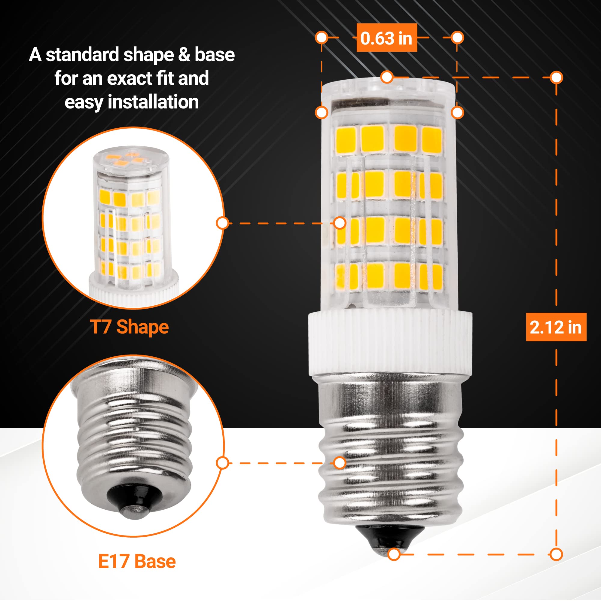 BlueStars E17 LED Bulbs 5W 3000K Warm White Dimmable - Fits Whirlpool Maytag Microwaves, Model 8206232A, 3 Pack