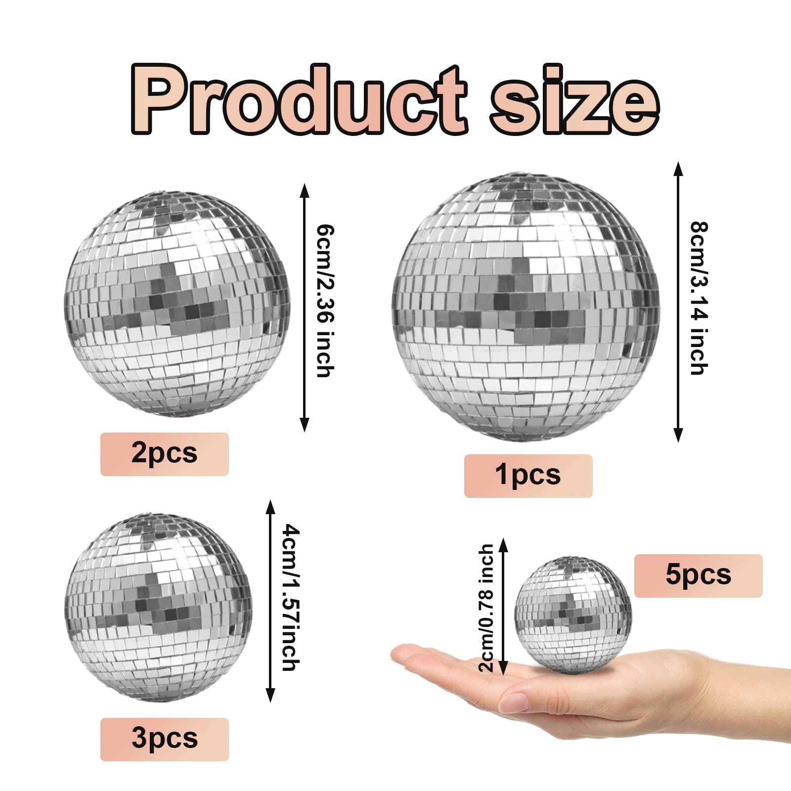 Newmemo 11pcs Disco Ball Cake Decoration Mirror Cake Topper 70's Disco Disco Ball Table Decorations Disco Ball Centerpiece Decor
