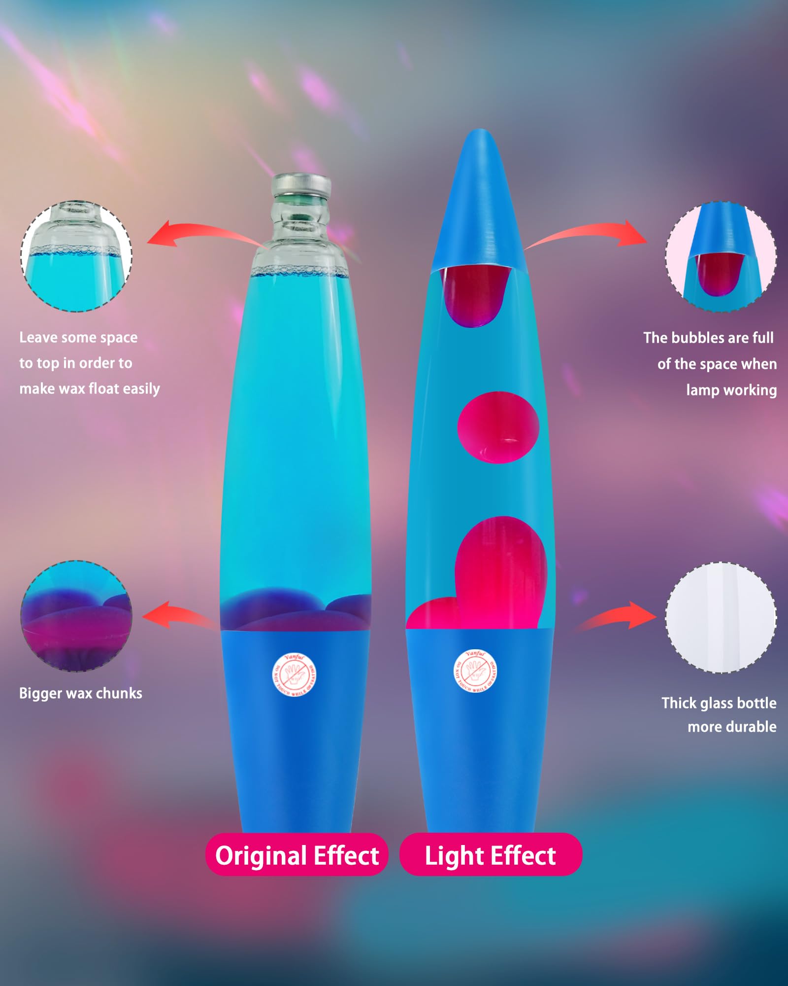 Vanful Liquid Motion Lamp Large Adored by Adults and Kids for Years, Motion Lamp with Pink Wax in Blue Water for Boys Girls Bedr