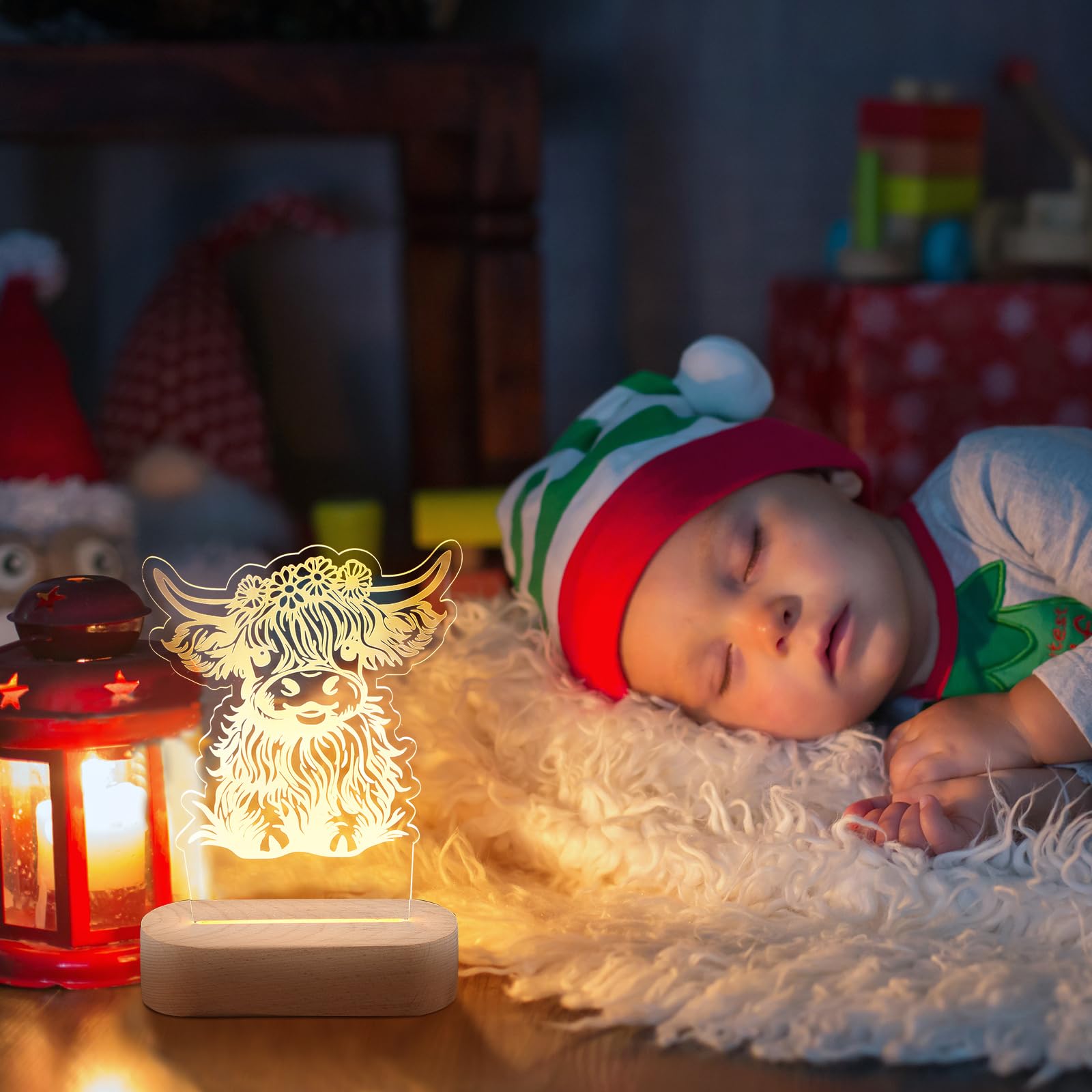 Dreyoo Night LED Light Acrylic Cute Nursery Night Lamp Christmas Bedside Lamp Decor Funny Animal Gifts for Girls Boys Teens(High