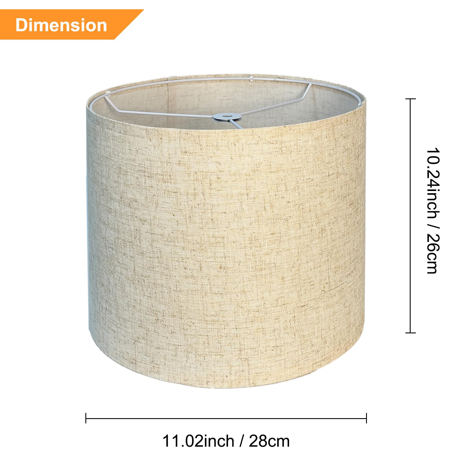 Glveaoui Beige Drum Lampshades Set of 2, 11.02 x 10.24 Natural Linen Handcrafted Lighting Decor