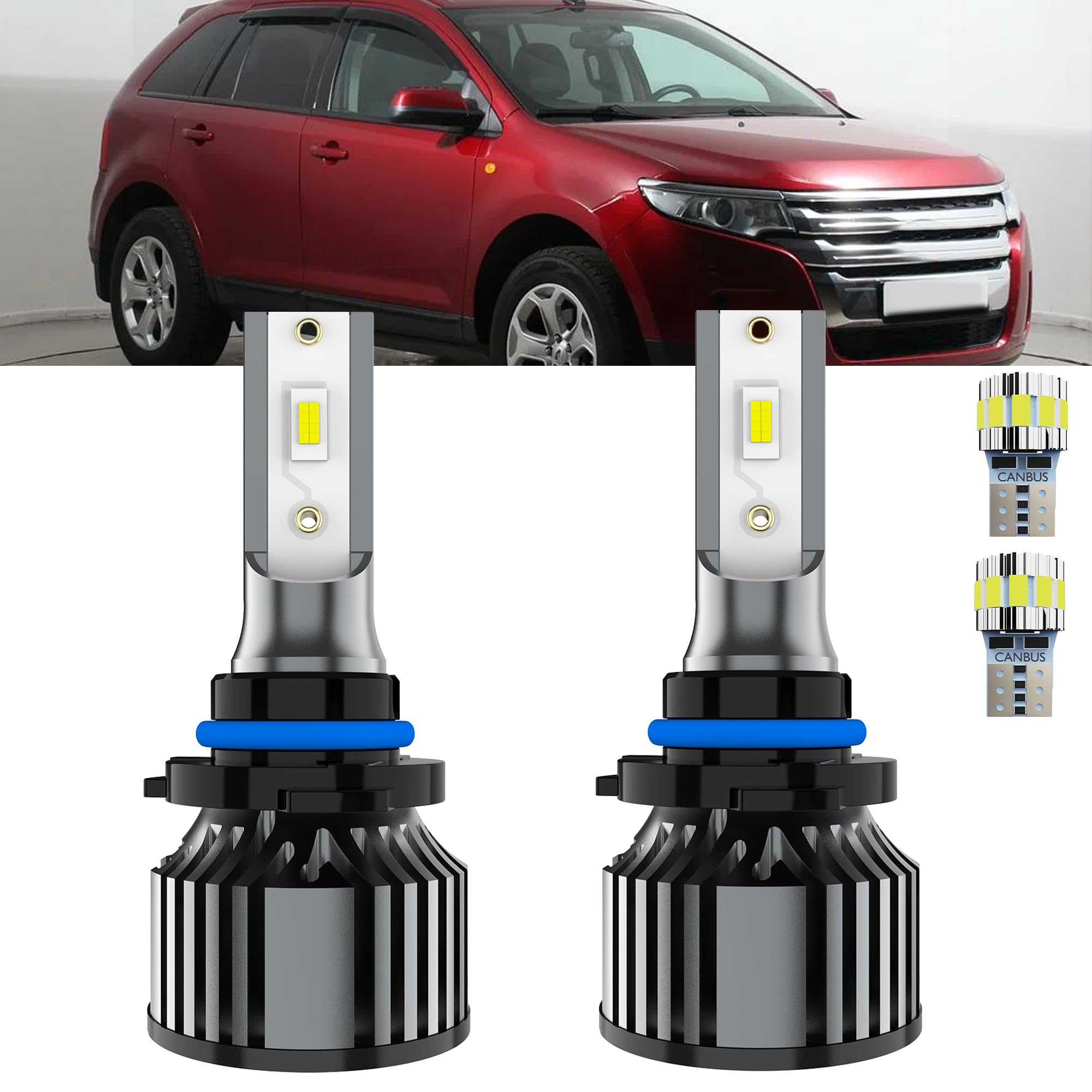 AYOTZIH Bulbs Fit For Ford Edge 2011 2012 2013 2014, High/Low Beams License Plate Lights Combo, 400% Brightness 6000K White Ligh