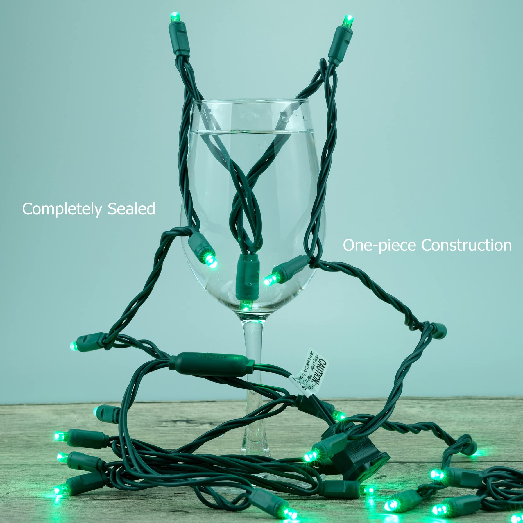 Yuletime Green 5Mm Led Christmas Lights, 33 Ft 100 Count 4'' Spacing One-Piece High Waterproof Wide Angle Ul Certified String Li