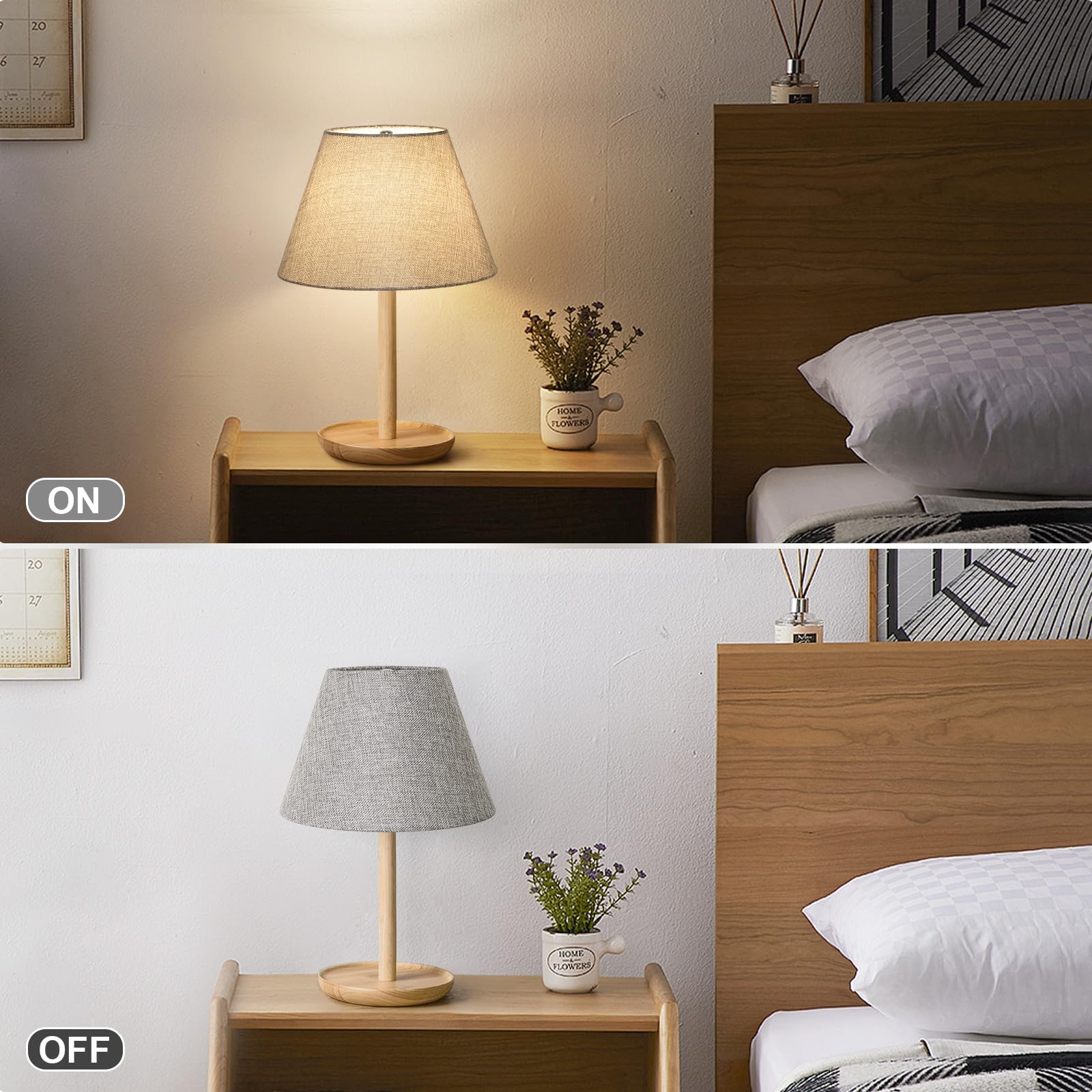 Lamp Shades For Table Lamps, Gray Lamp Shades Set Of 2, 5.5'' Top X 10'' Bottom X 6.6'' High, Natural Linen Lamp Shades For Floo