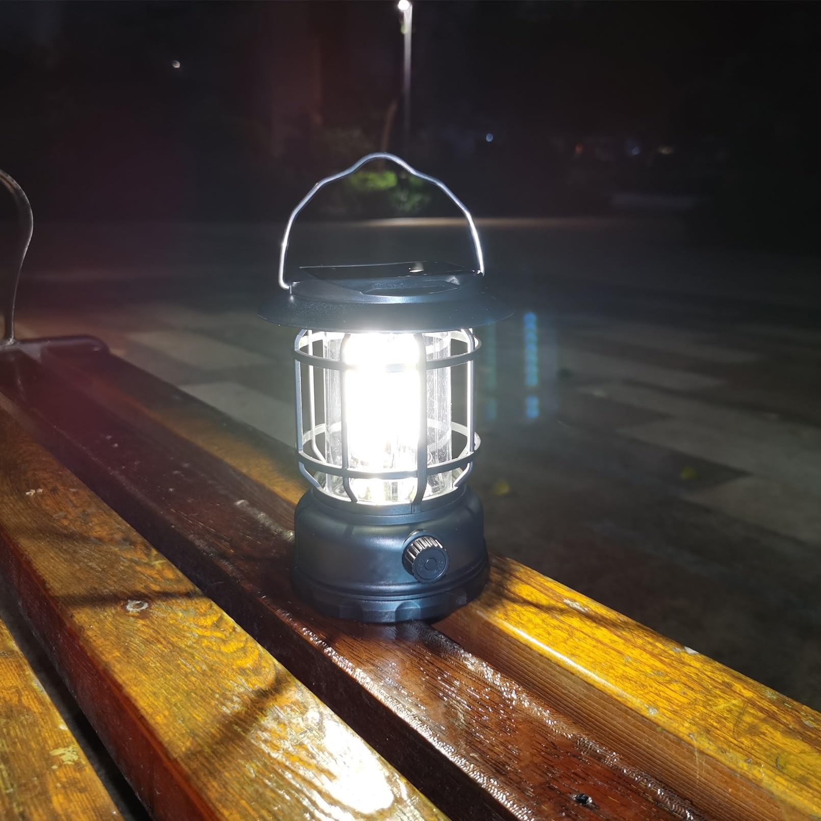 Solar Camping Lantern, USB Rechargeable Retro Dimmable Horse Camp Lamp Outdoor IPX4 Waterproof Vintage Portable Tent Light for I