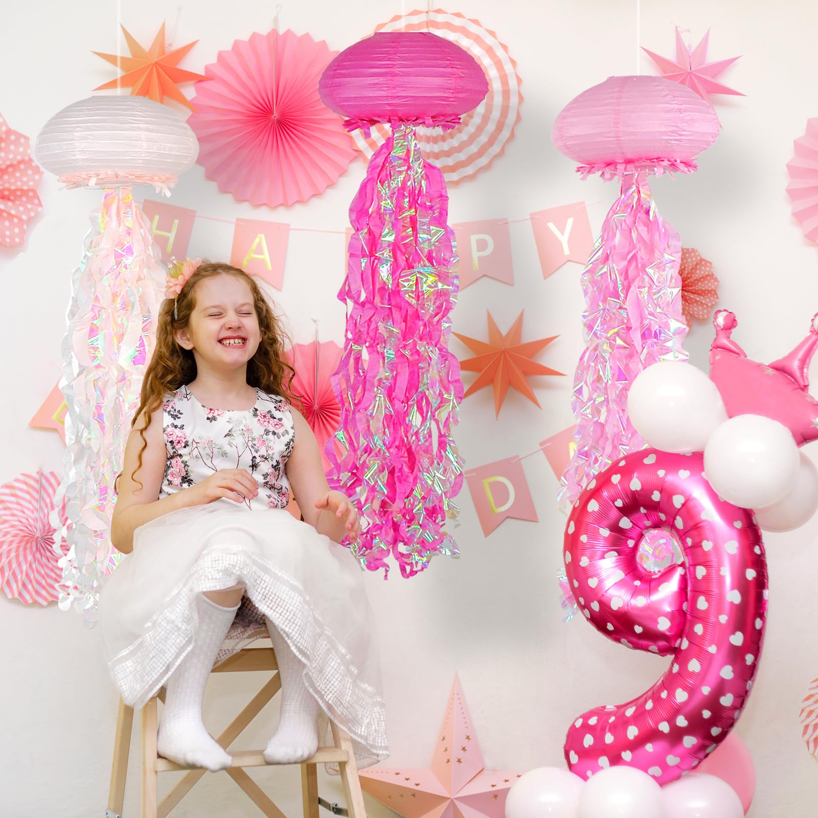 Adlkgg Jelly Fish Paper Lanterns, Under The Sea Party Decortions, 6Pcs Hanging Medusa Paper Lantern For Mermaid Underwater World
