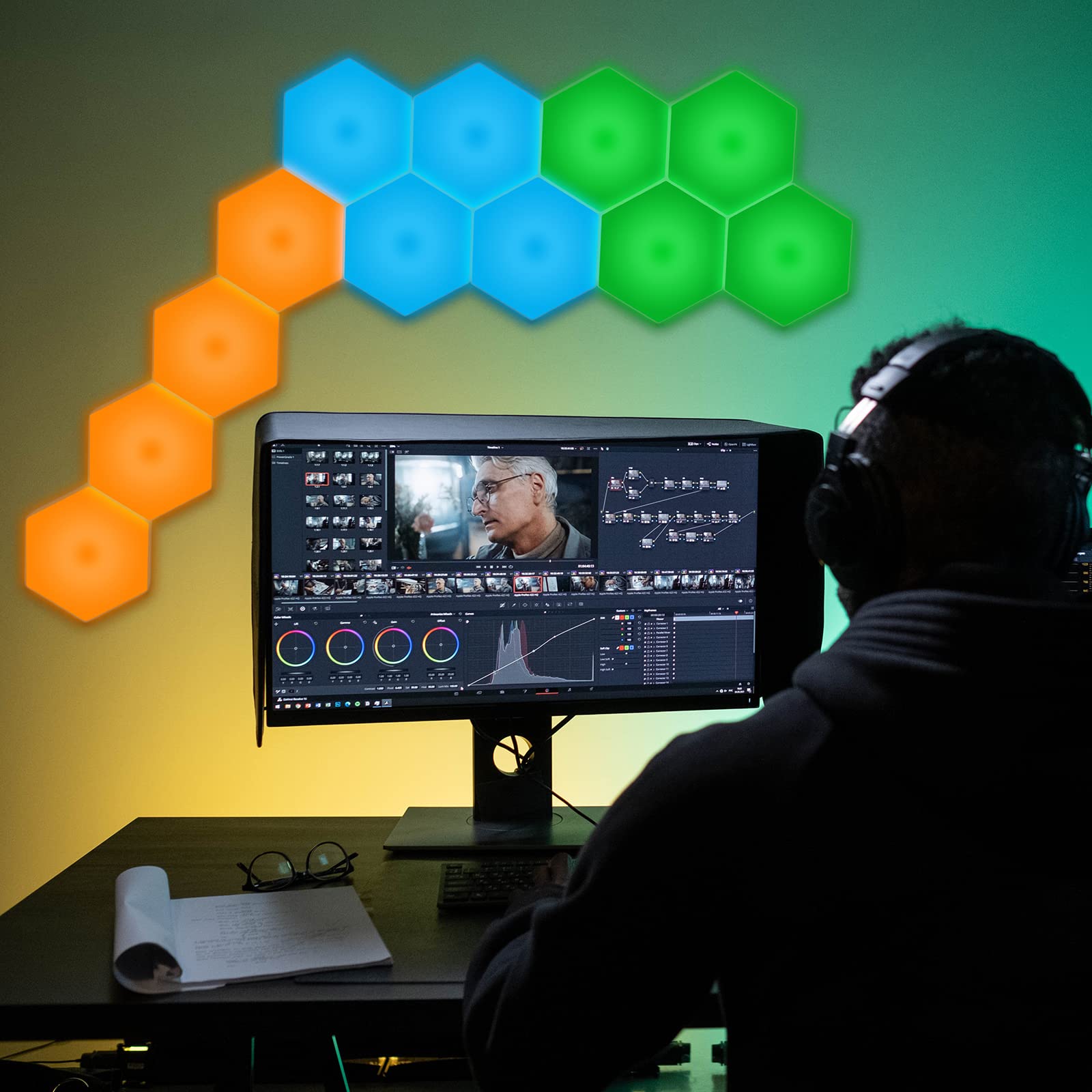 Vcwtty Hexagon Lights, Smart Led Wall Lights With Remote, 13 Colors Touch-Sensitive Diy Modular Assembled Rgb Wall Panels, Hex L