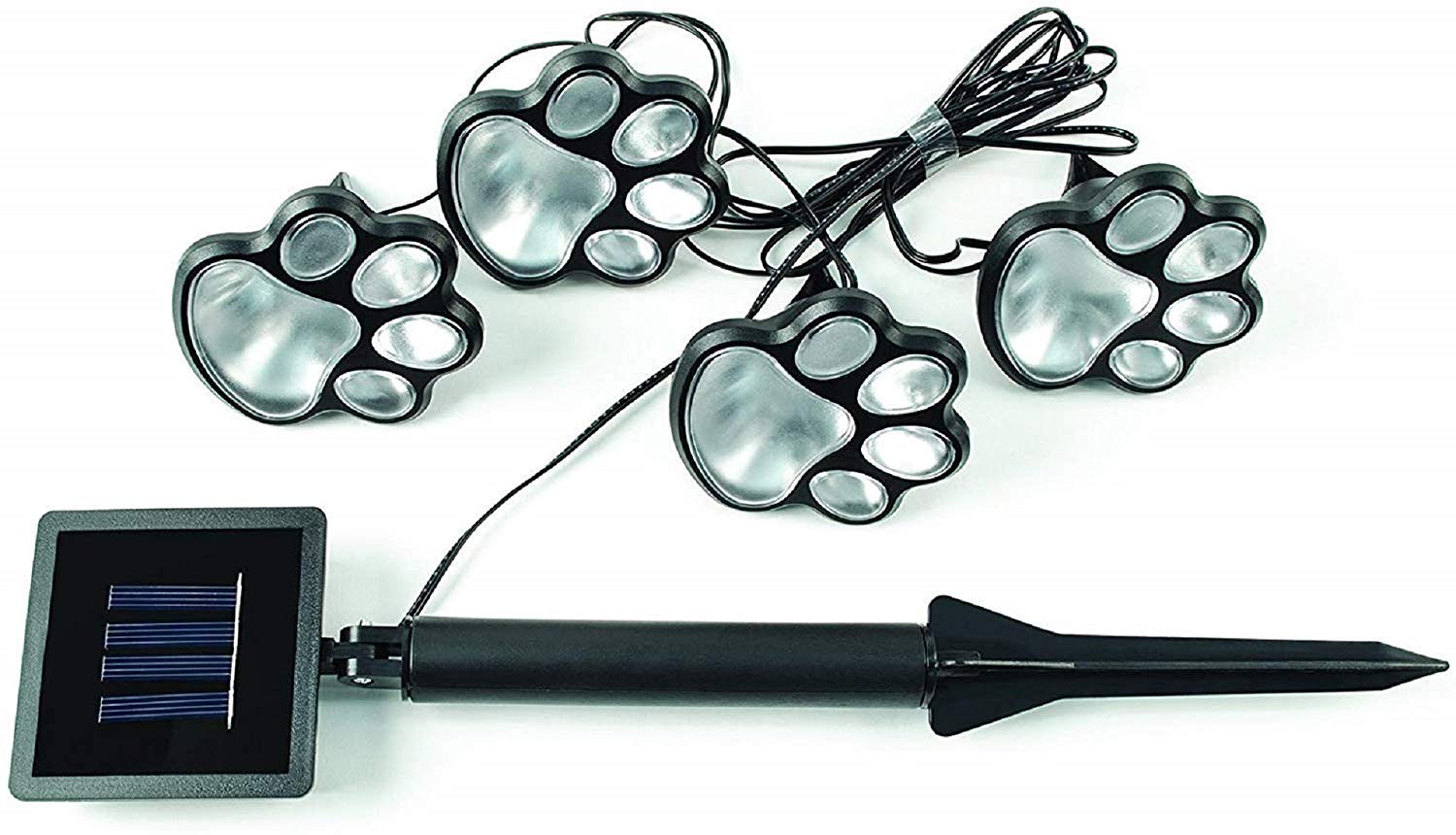 Ideaworks Jb7356 Solar Paw Print Outdoor Lights, Black