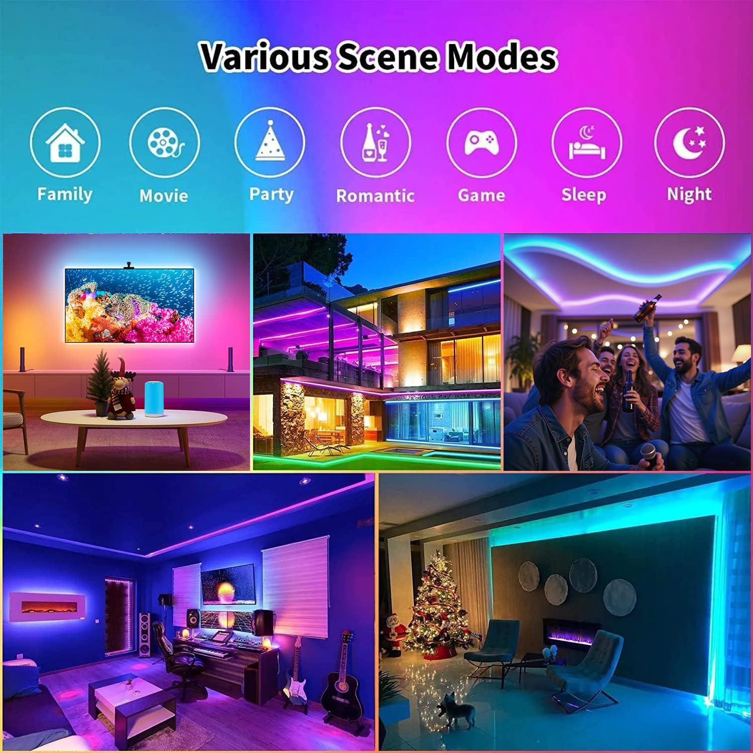 CHARKEE Bluetooth LED Strip Lights, 25ft, Multicolor, SMD 5050, Remote & App Control, Model SCH55NW2251PB
