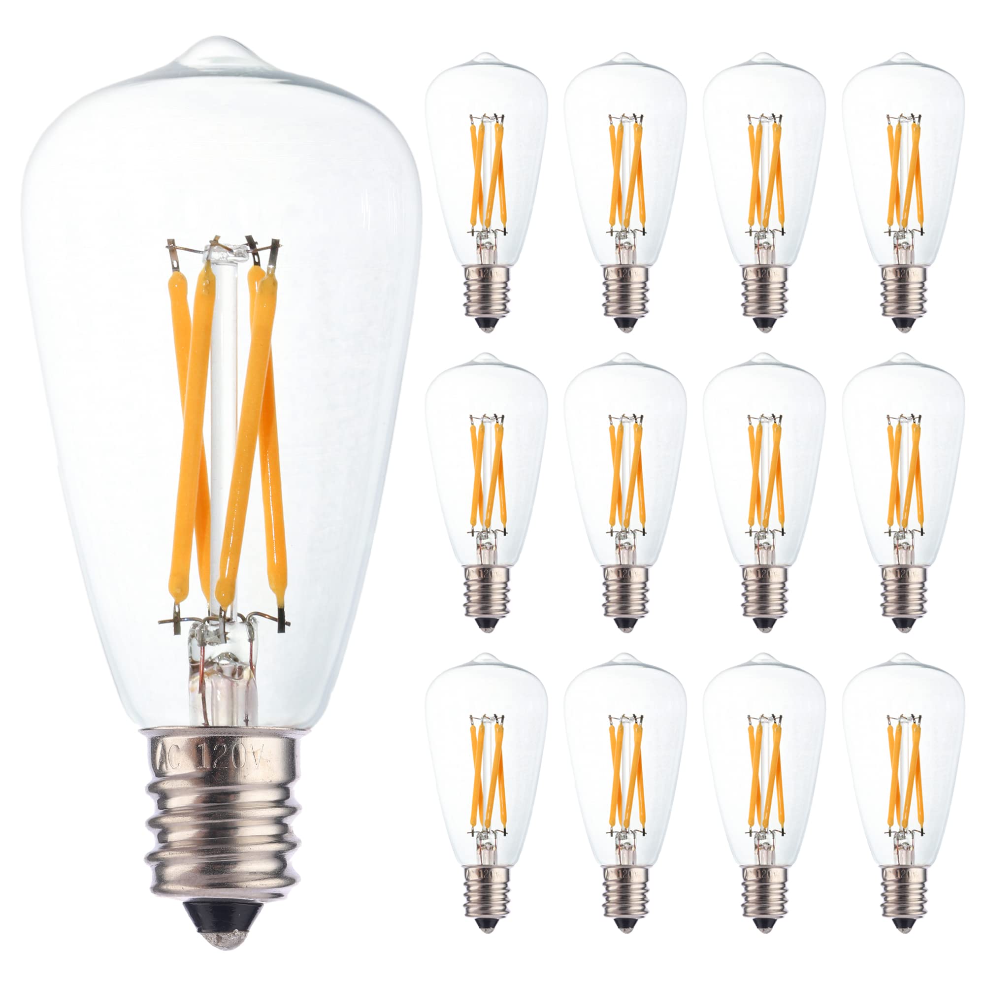 Fannis 6Pcs St38 Edison Small Bulb 4W Equivalent To 25W-40W E12 Base Vintage White Clear Glass Led Warm Yellow 5000K Bulb For Ch