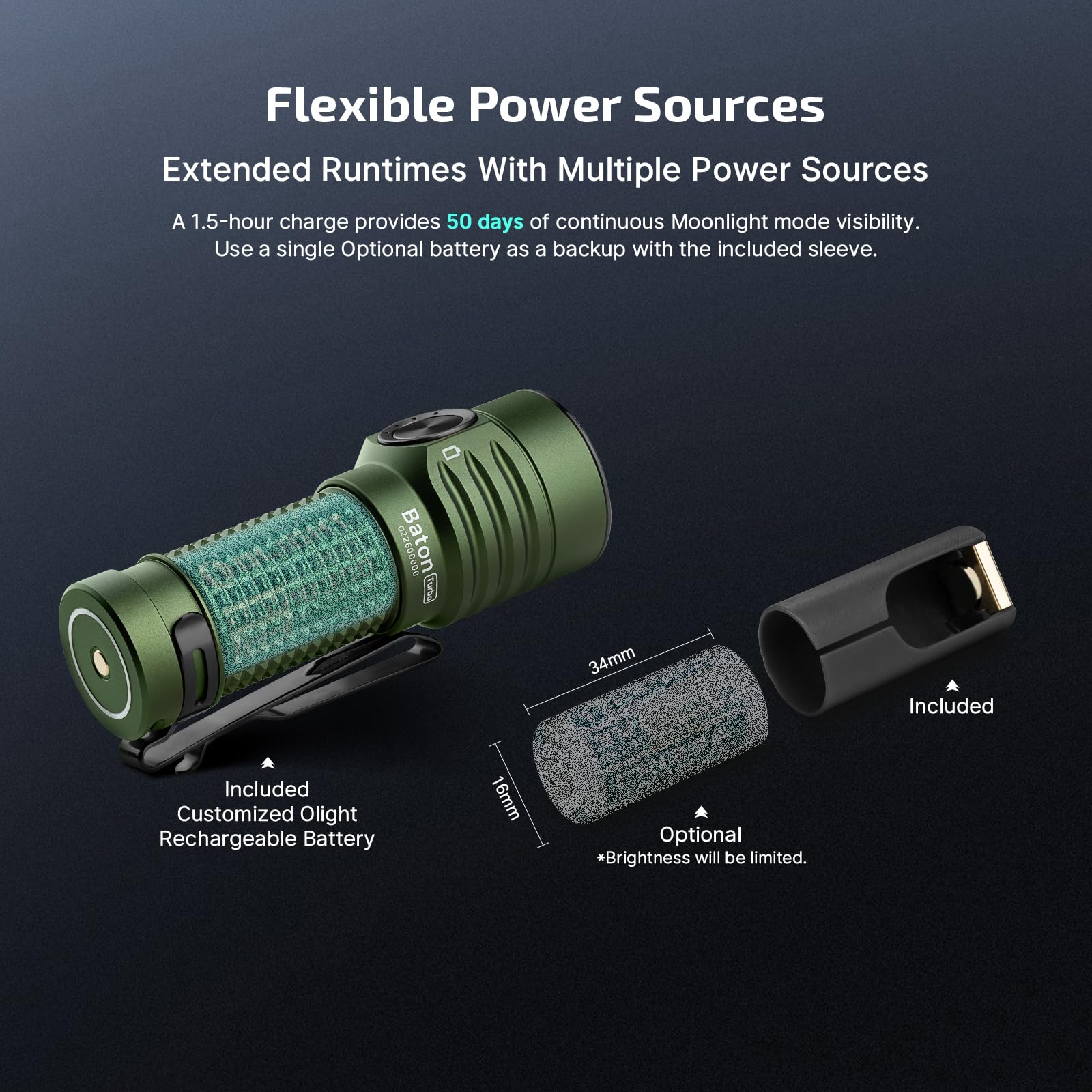 Olight Baton Turbo Edc Rechargeable Handheld Flashlight, 1000 Lumens Compact Led And 510 Meters Long Throw Powerful Light, With