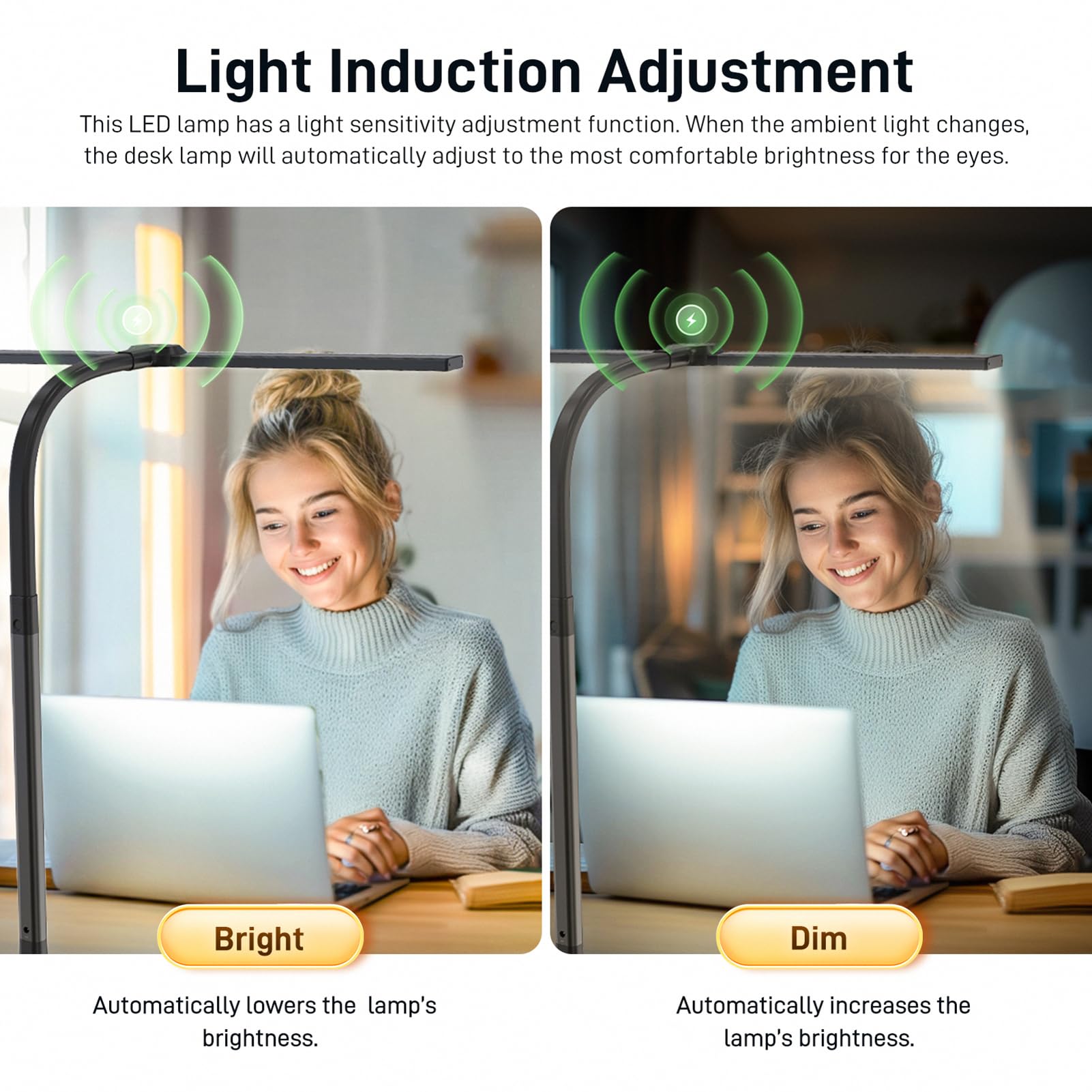 Led Desk Lamp For Home Office, Eye-Caring Desk Light With Clamp, 24W Double Head Architect Task Lamp Stepless Dimming, Flexible
