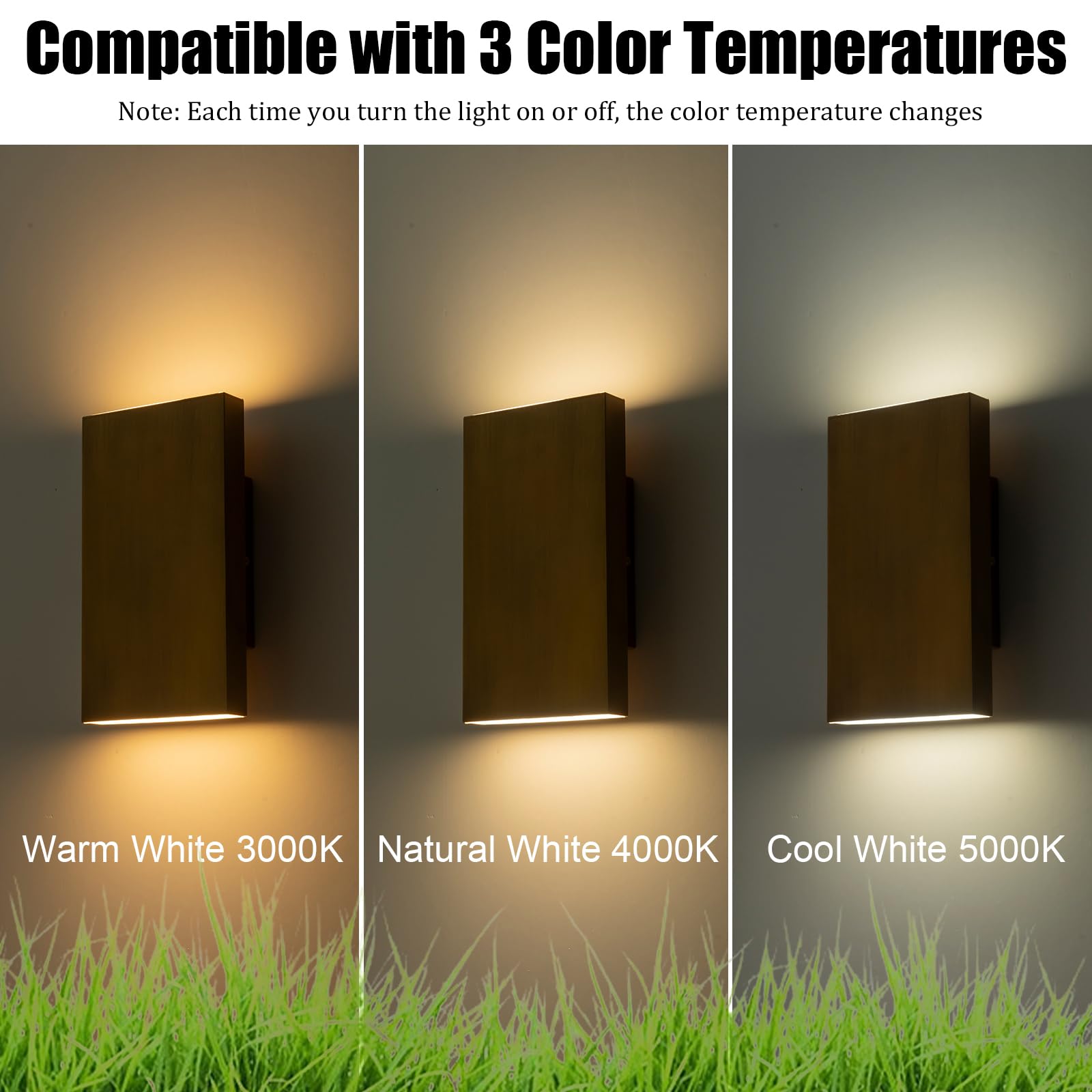 Zicbol LED Outdoor Wall Light Fixture, 10" Handmade Gold, Rectangular, Metal, Model HY058-01, 3000K/4500K/6000K for Patio and