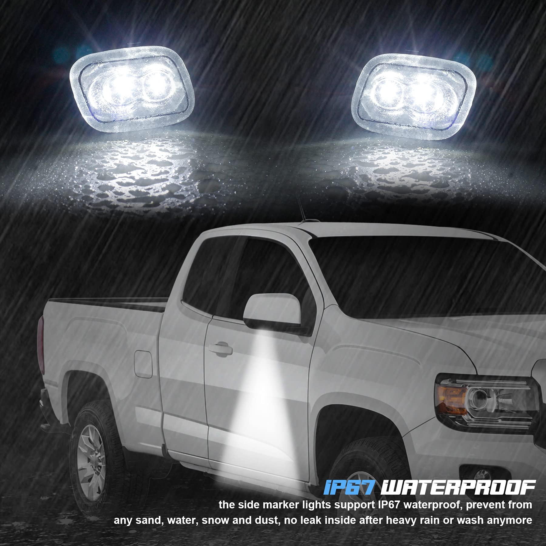 NDRUSH Black Side Mirror Puddle Light LED Lamp Assembly for Ford F-150 2015-2021, F-250/F-350 Super Duty 2017-2021