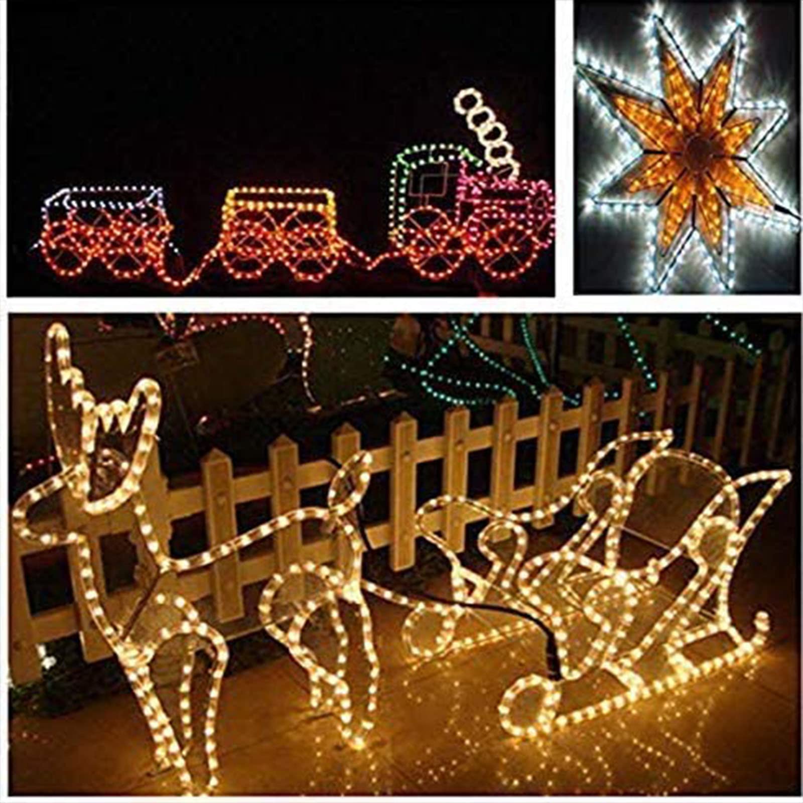 Jnaurb 200ft LED Rope Lights - Waterproof Warm White Flexible Tube Lights with 8 Modes for Outdoor & Indoor Decoration