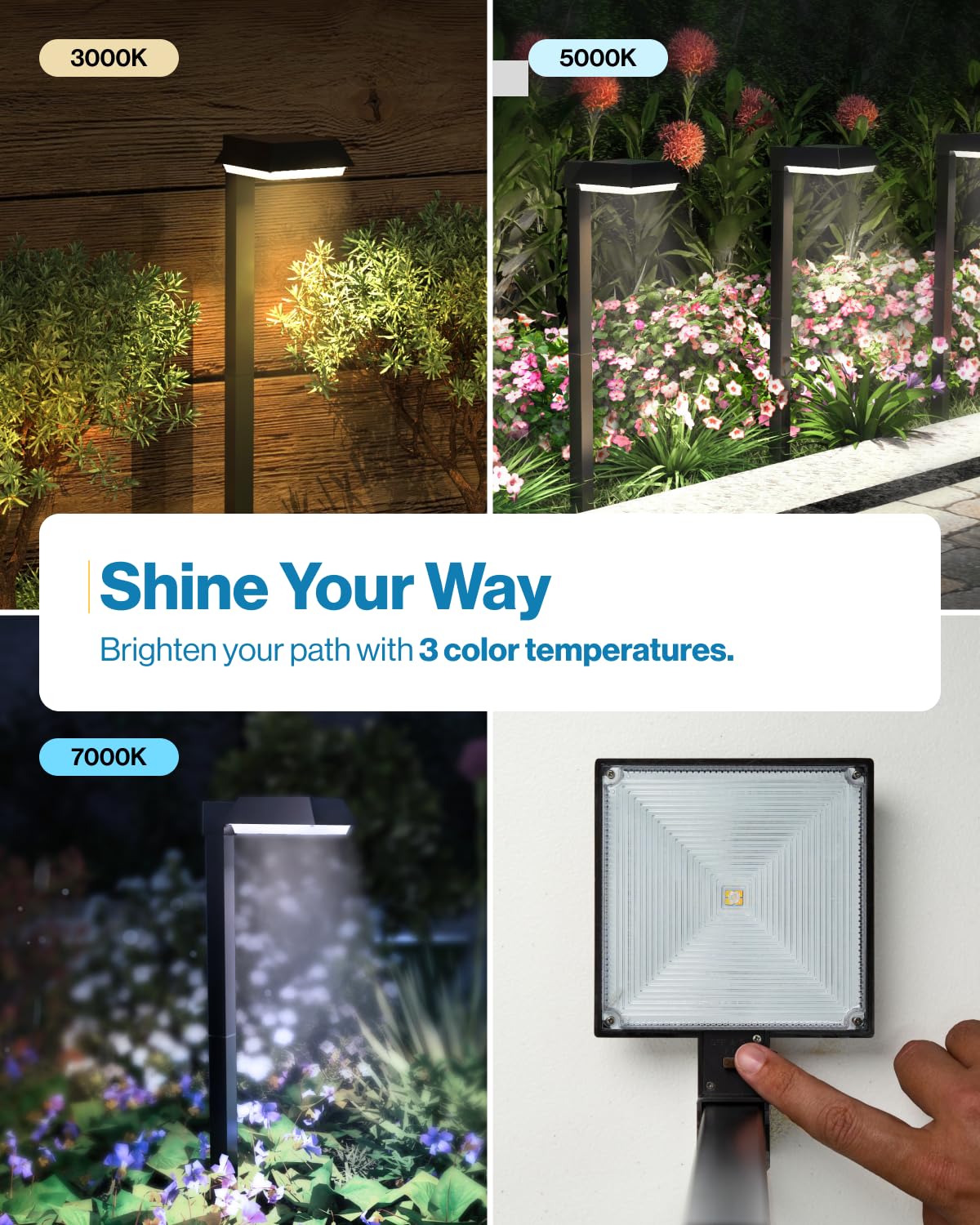 Sunco Lighting Solar Path Lights, 2W, 100 Lumens, 3CCT (3000K/5000K/7000K), Waterproof, Model GD_BC2_SR