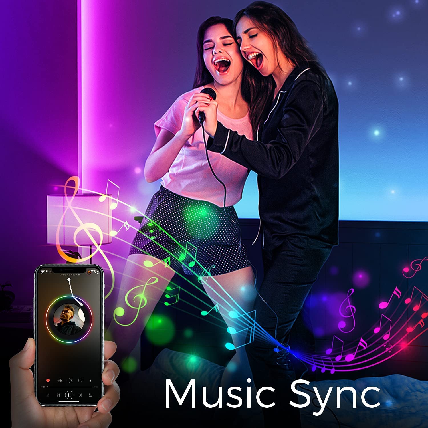 QZYL LED Strip Lights 100 FT, Multicolor 5050 RGB, App Control & Music Sync, Model LED LIGHTS-100, 44 Keys IR Remote