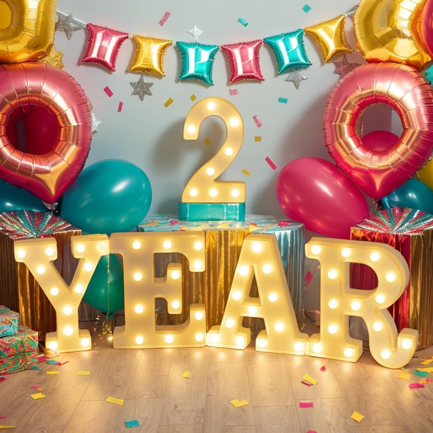Foaky Rechargeable LED Letter Lights Sign - Warm Plastic Marquee Light for Home Bar Decoration, Wedding, Birthday - Size 2