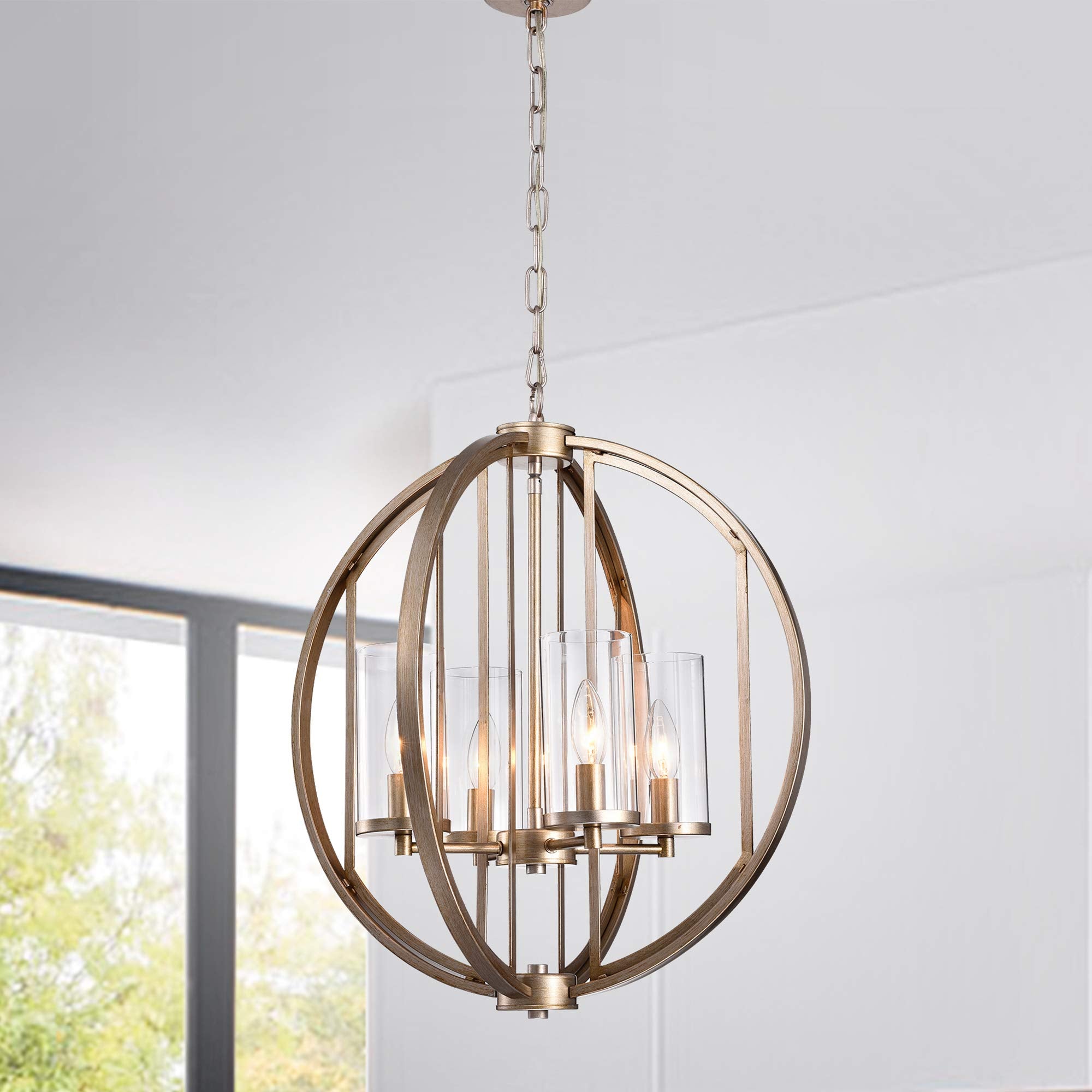 Warehouse Of Tiffany Imp25/4Lb Hamabi Brown 4-Light Chandelier, 19.29&quot; L X 19.29&quot; W X 20.47&quot; H