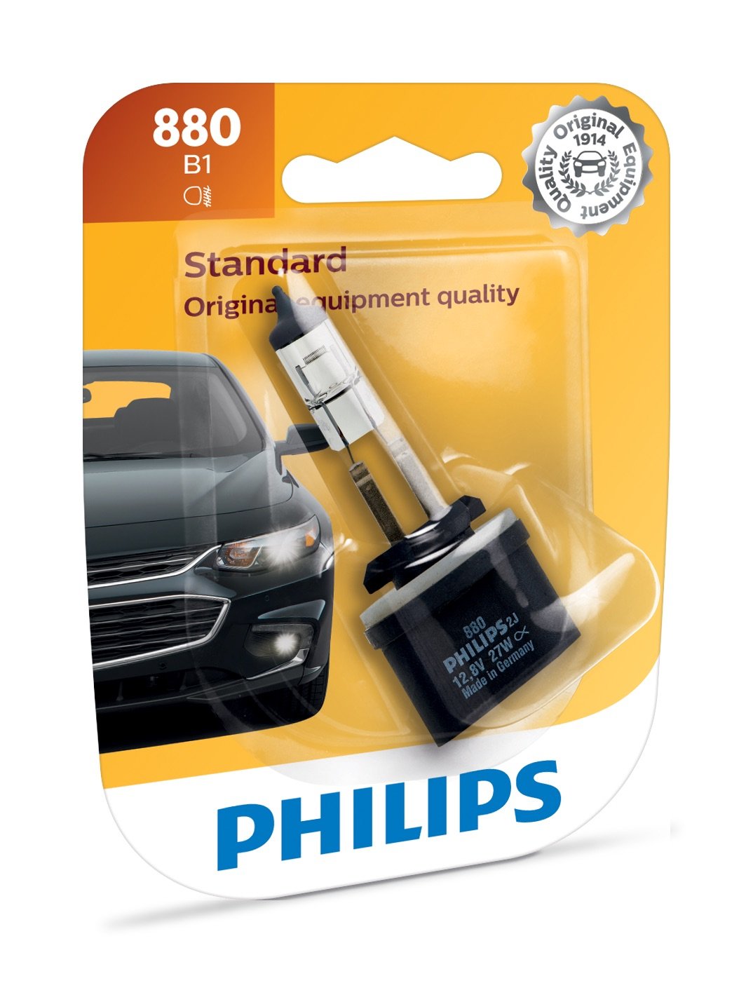 Philips 880 Standard Halogen Replacement Front Fog Bulb, 1 Pack