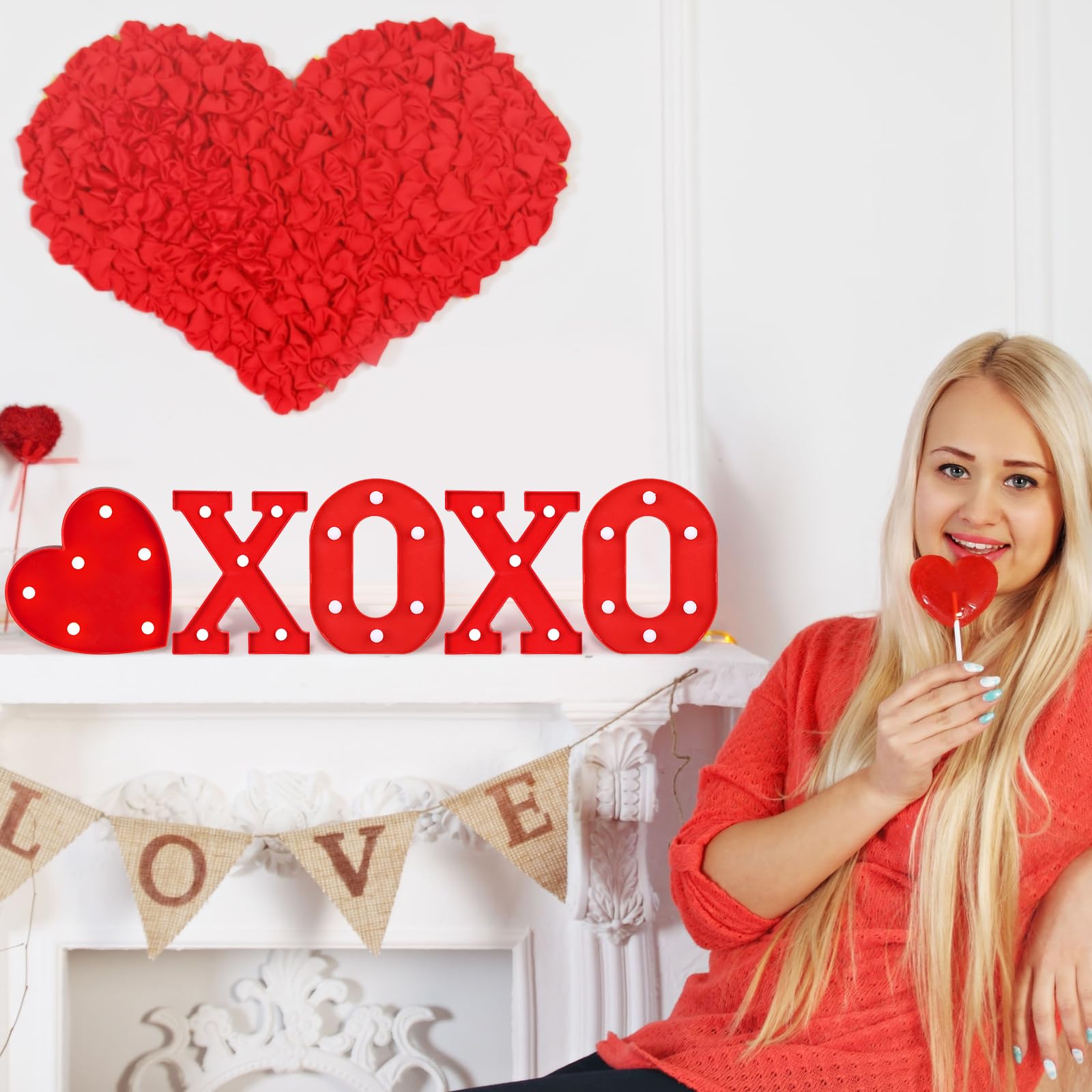 Vihose Valentine'S Day Led Letter Lights Sign Table Decoration Light Up Letters Battery Powered For Home Bars Party Bedroom Tabletop Decoration Valentine'S Gift