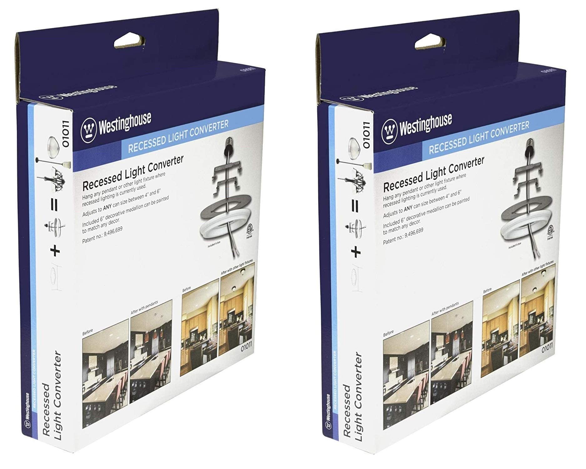 Westinghouse Recessed Light Converter, 2 Pack, Copper, White, Model SUVELAM
