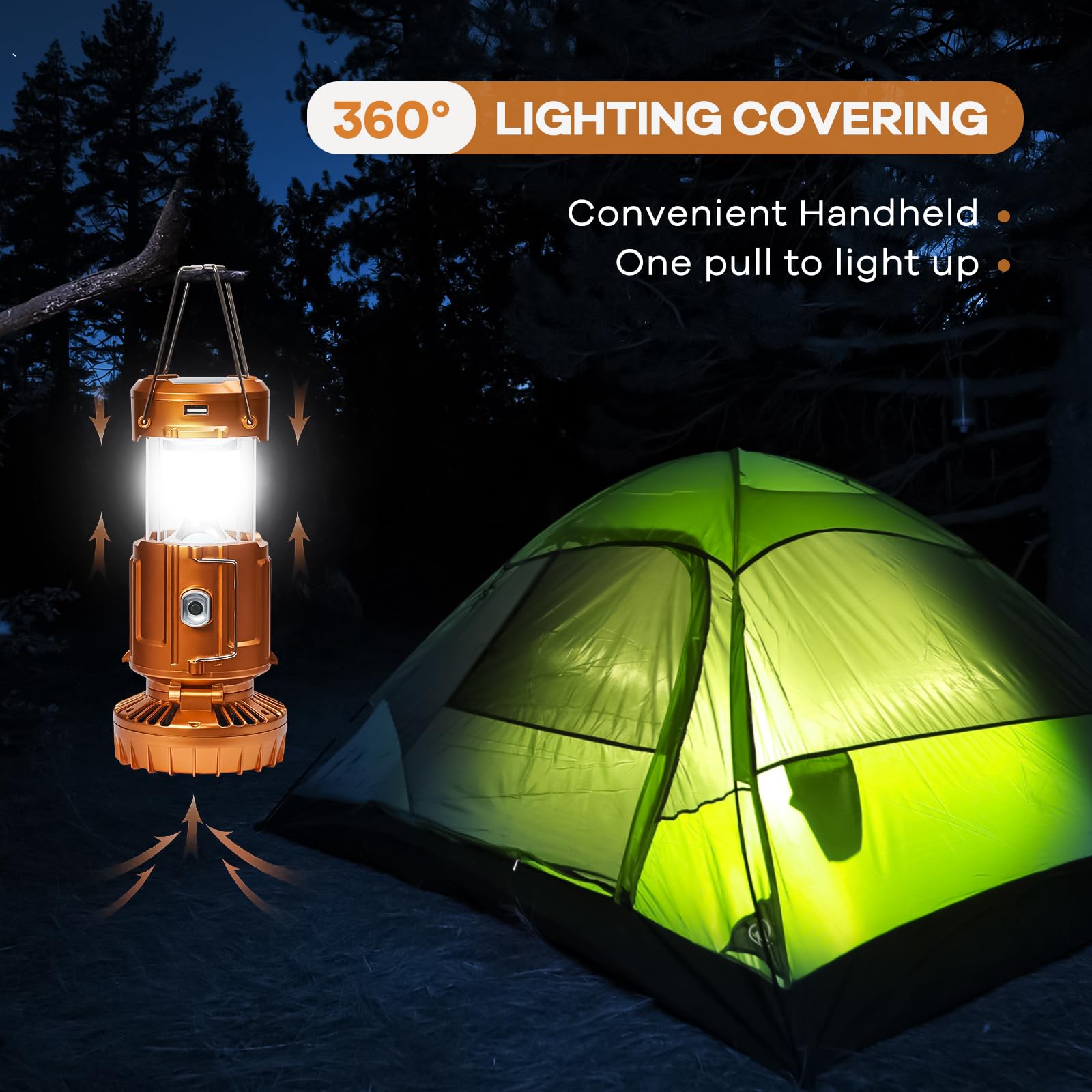Camping Lanterns with Fan,Solar Camping Fan Charging for Phone, Rechargeable LED Lanterns Camping Fans for Tents Power Outage Hu