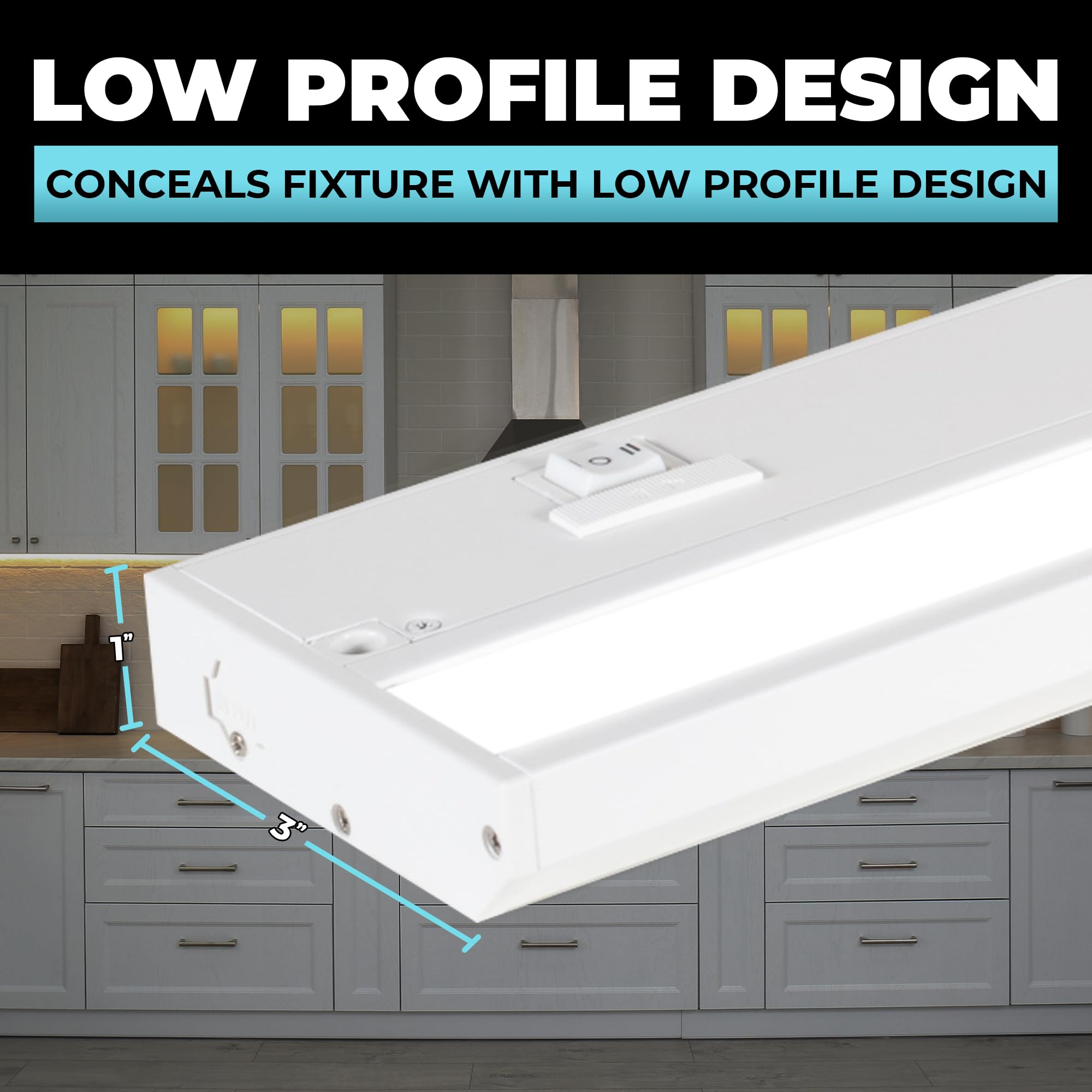 Led Under Cabinet Lighting Hardwired - Linkable Undercabinet Lights For Kitchen - 3Cct 18 Inch White Finish - Undercounter Dimmable Plug In Light Or Hard Wired - Under Counter Fixture Direct Wire