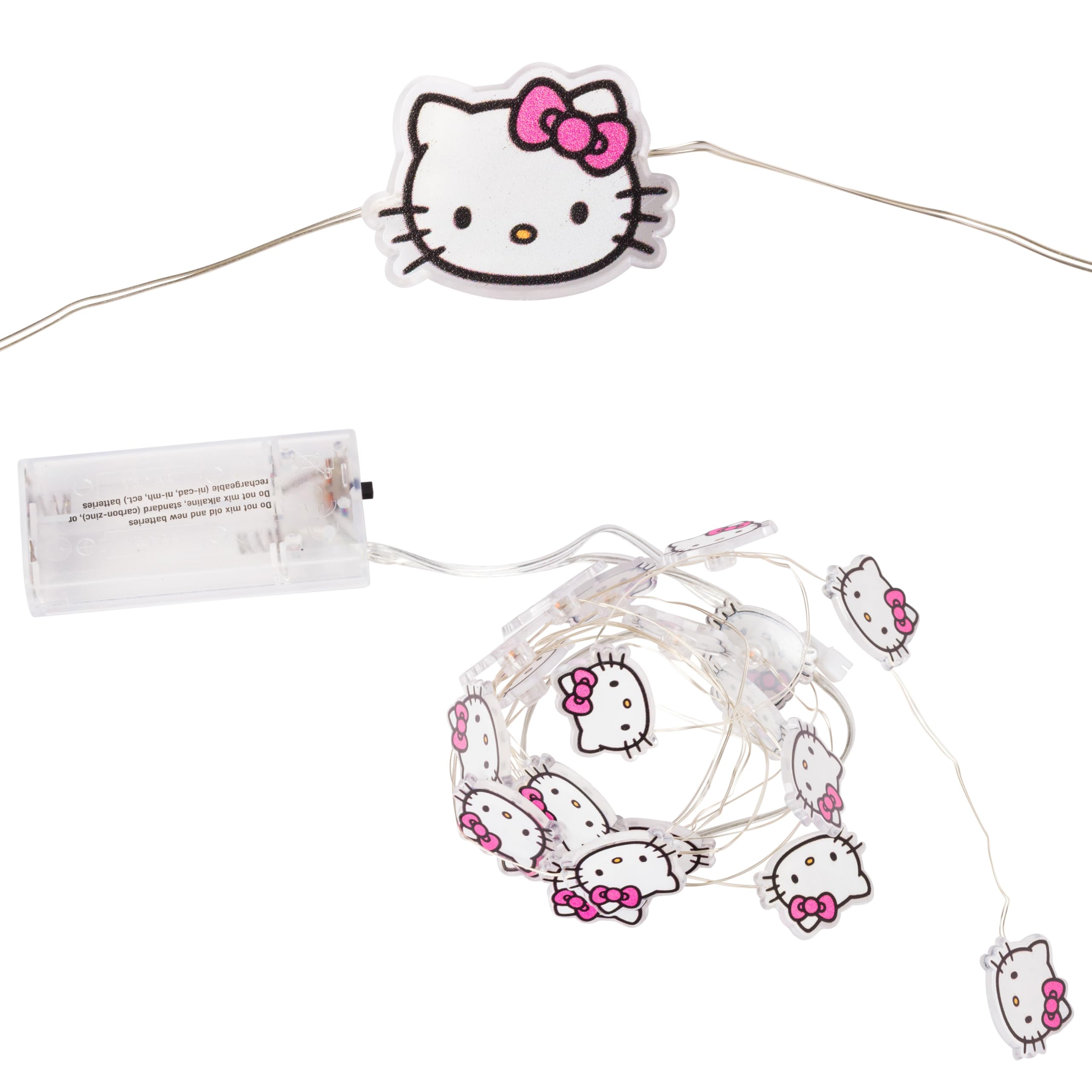 Silver Buffalo Hello Kitty Face with Pink Bow 20ct Decorative String Lights, 7 Feet Long, Battery Powered (Batteries Not Included), Pink LED, Indoor Use Only