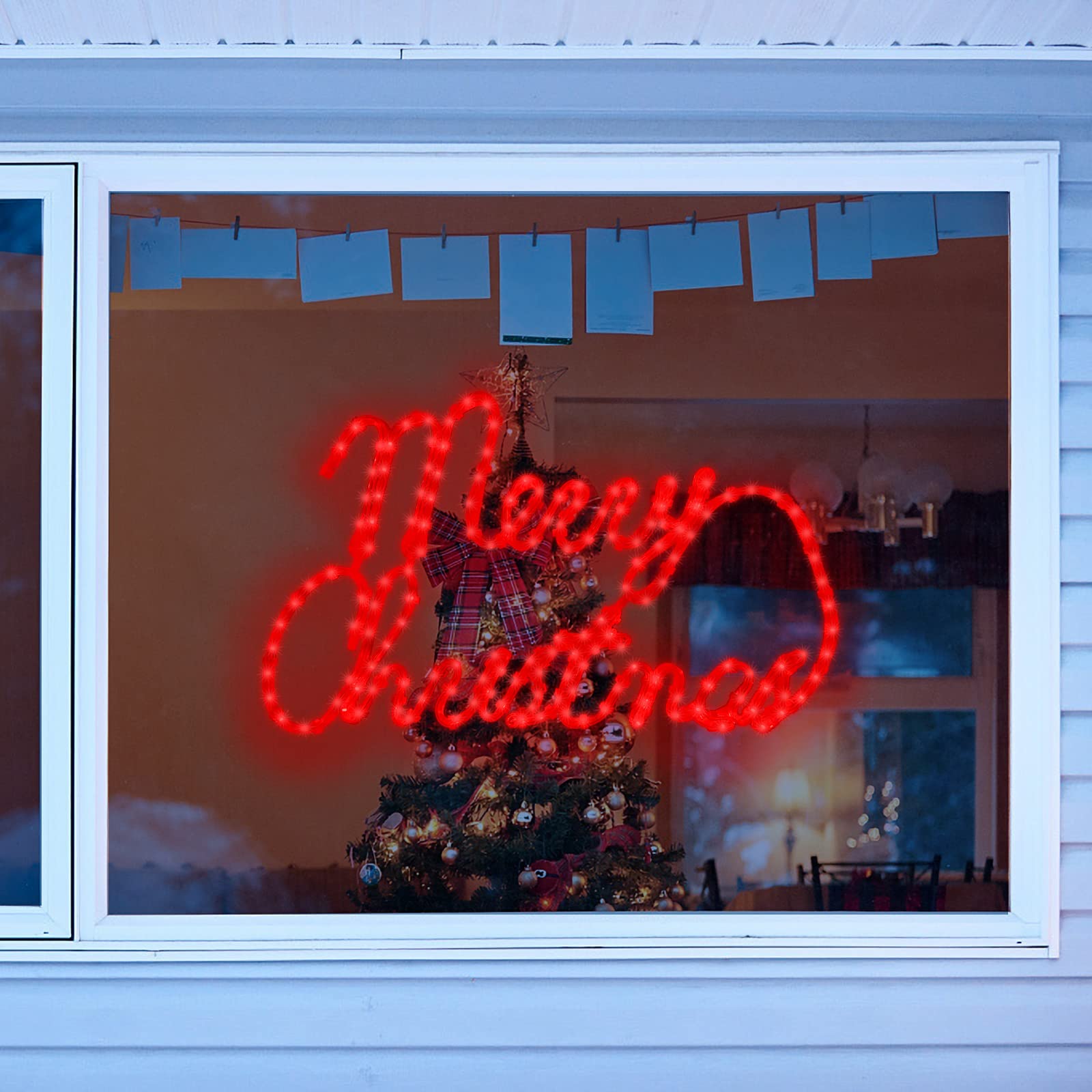 Xmasnova Christmas Window Silhouette Lights, 24 Inch, 180 LED, Double-Sided Decoration for Indoor Wall and Door, Model YHSL-180-F-8