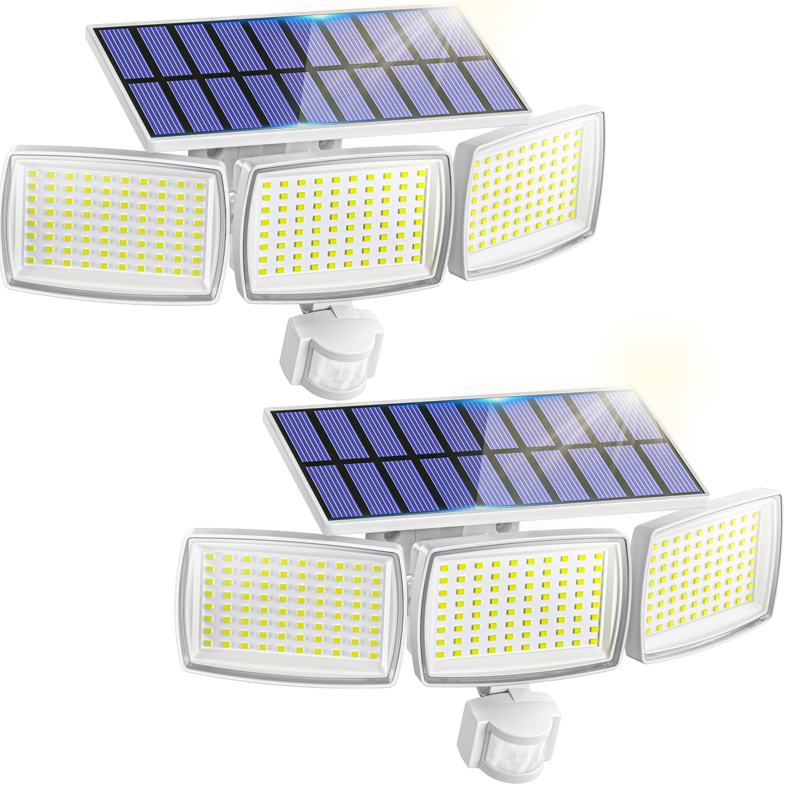 AIXPI Solar Lights Outdoor 240 LED Motion Sensor Flood Lights IP65 Waterproof 2-Pack White
