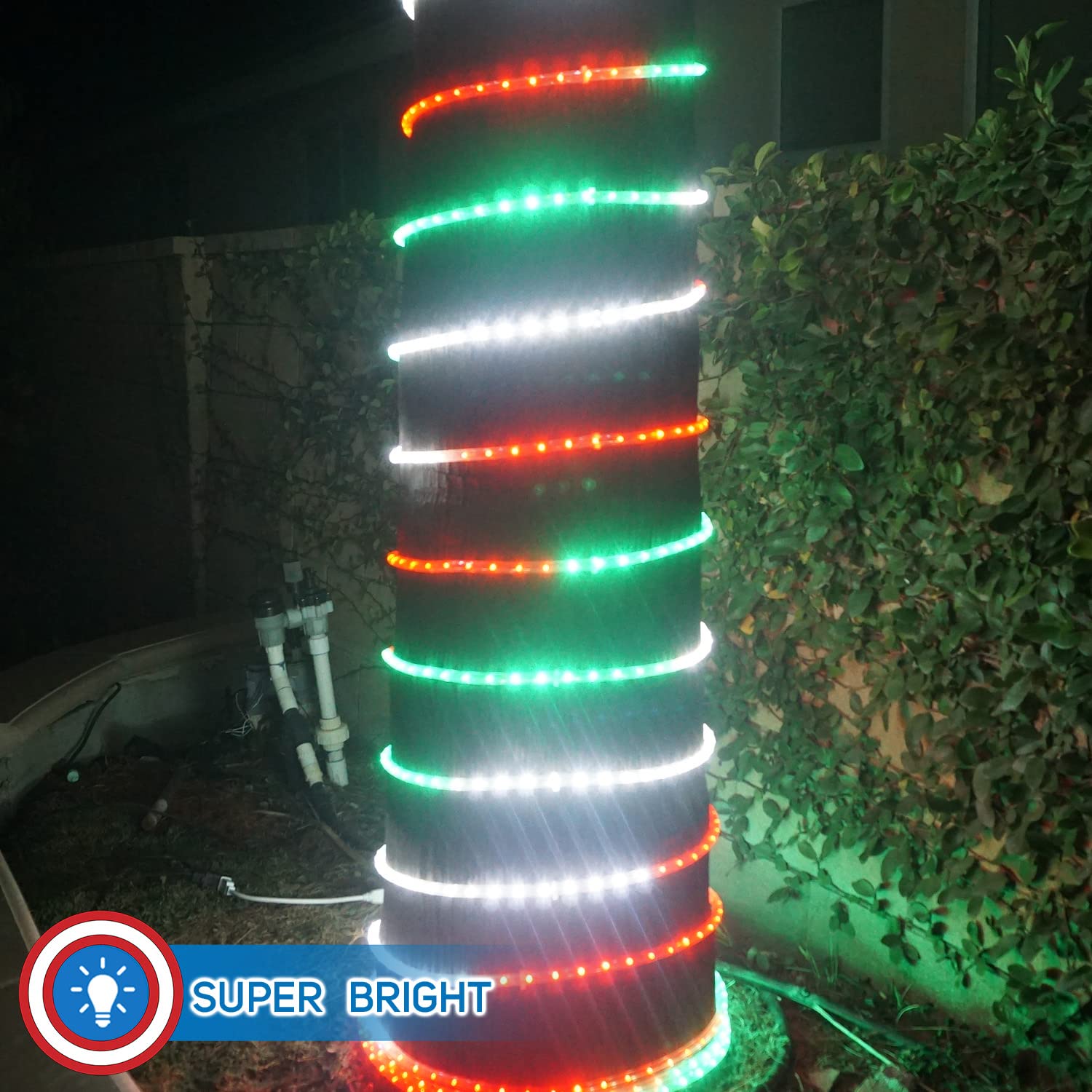 Russell Decor 50ft Patriotic LED Rope Lights - Red, White, Green, Flexible, Connectable, Model RDRPACRWG050CN