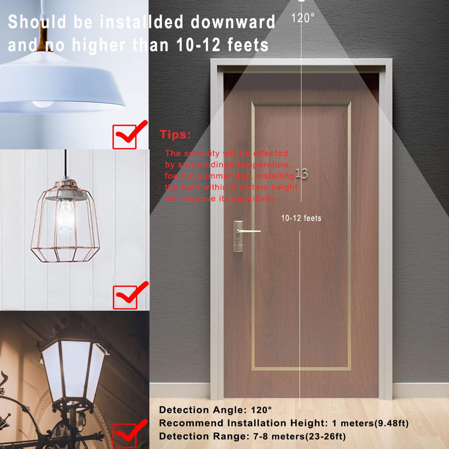 Mikewin Motion Sensor Light Bulbs Outdoor 2 Packs 13W(100W Equivalent) Security Led Bulb, Indoor E26, A19, 5000K Daylight Dusk T