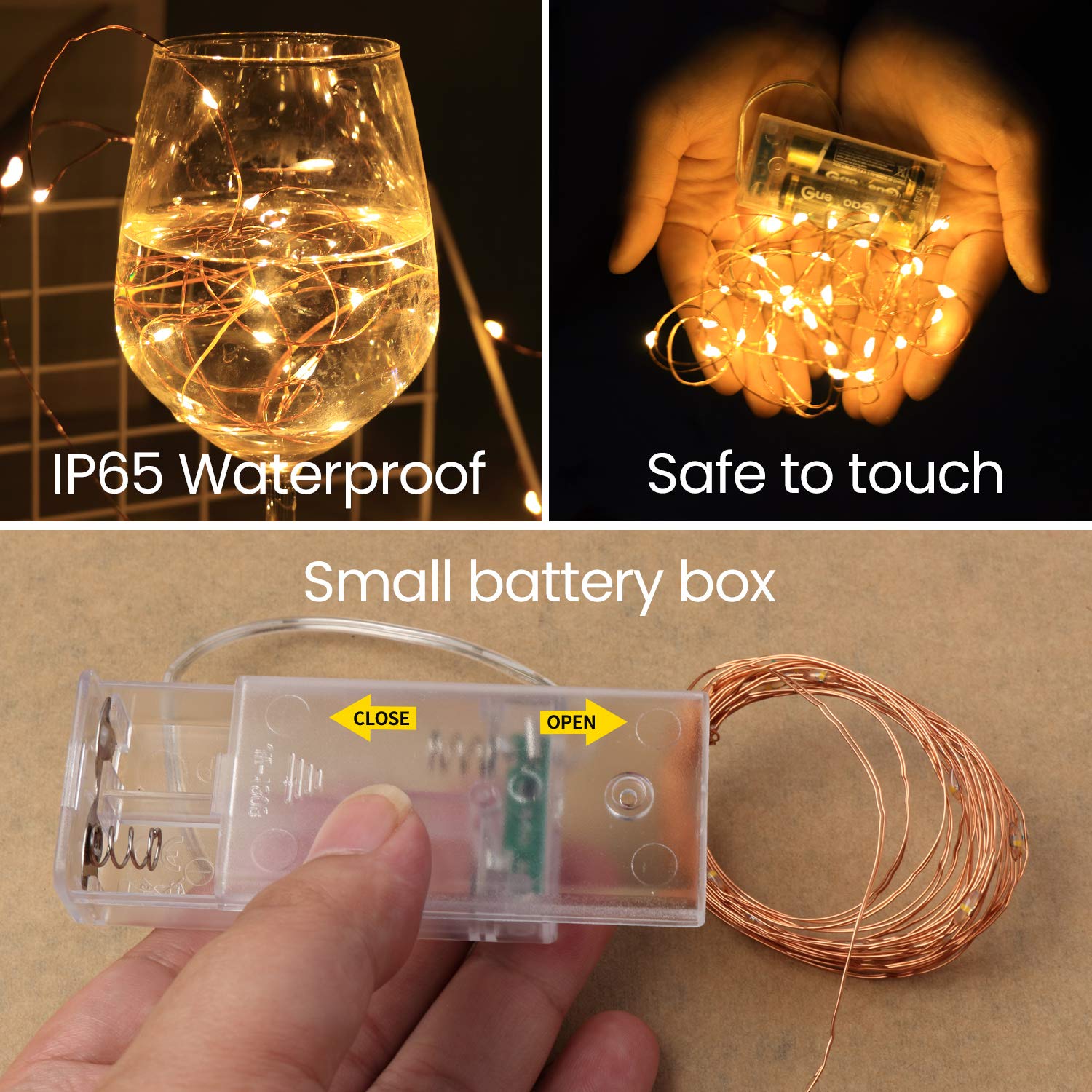 Innotree 6 Pack Led Fairy String Lights Battery Operated With Timer, 10Ft 30Leds Battery Powered Copper Wire Mini Firefly Twinkle Lights For Bedroom, Christmas, Wedding, Party Decoration, Warm White