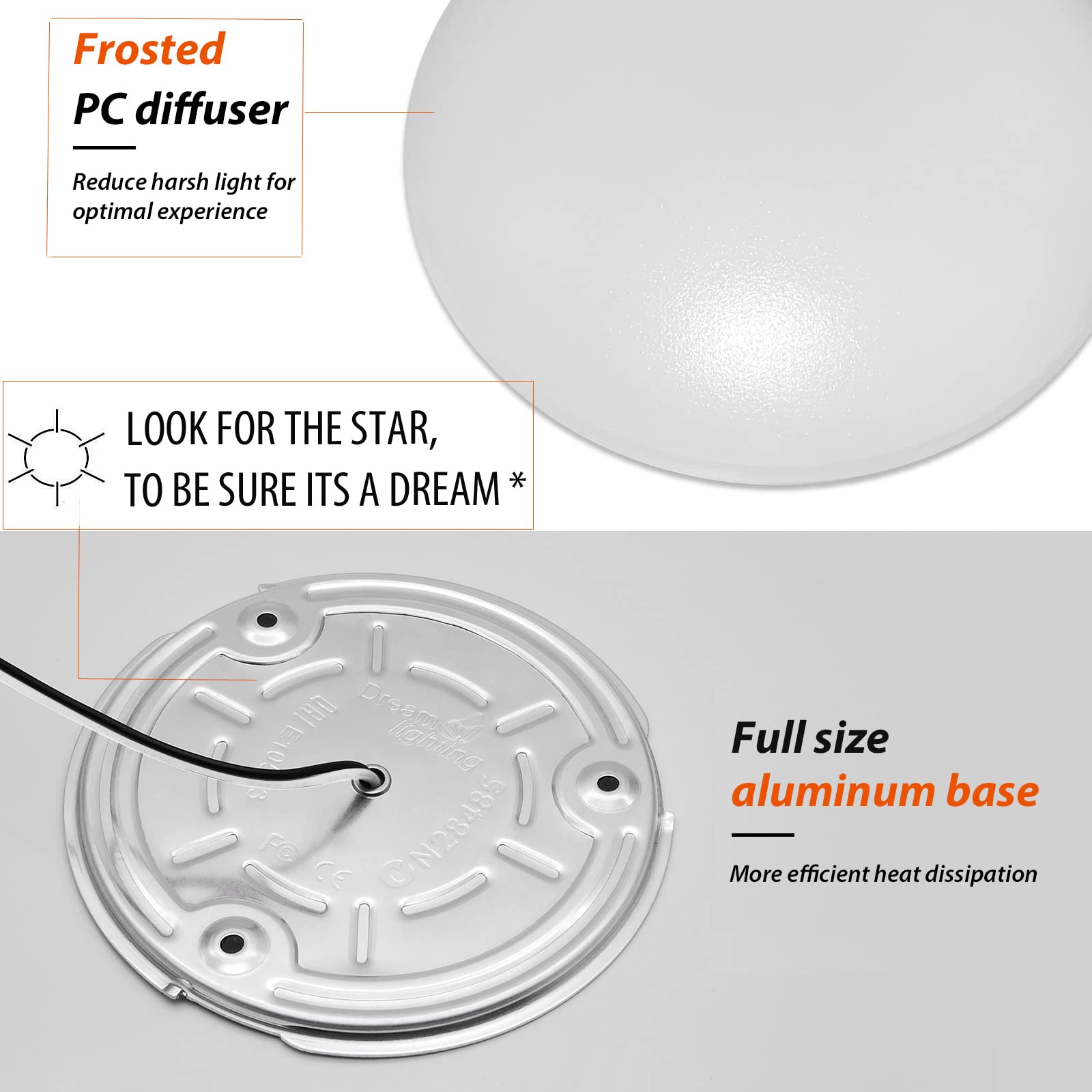 Dream Lighting 12V LED Dome Light Fixture, 4.5 Inch, Warm White, Aluminum, Pack of 10, Model 10X616264W