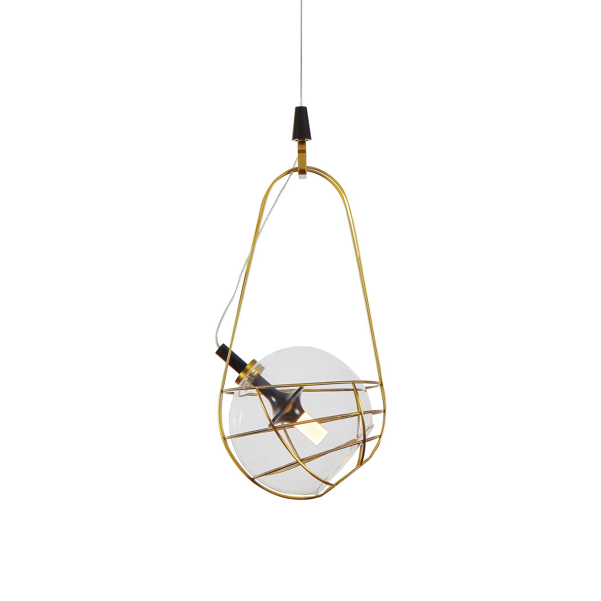 VONN Integrated LED Pendant Light Fixture, 8in Glass Shade, Antique Brass, Model VAP2151AB, 7.75inL x 7.25inW x 80inH