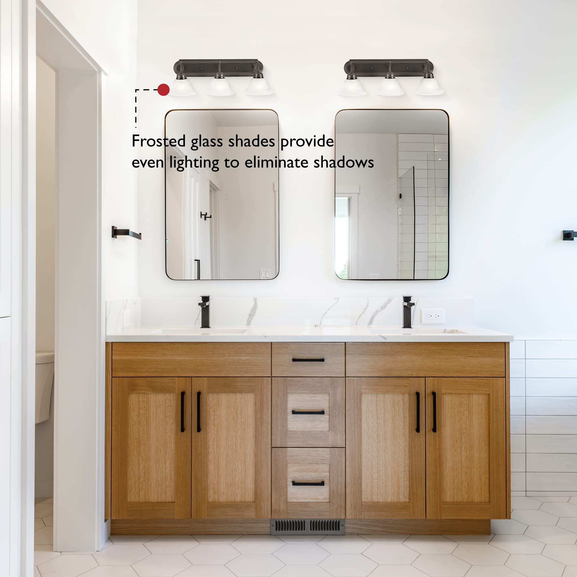 Design House 517615 Millbridge Vanity Light Dimmable With Frosted Glass For Above Bathroom Mirror, 3, Oil Rubbed Bronze