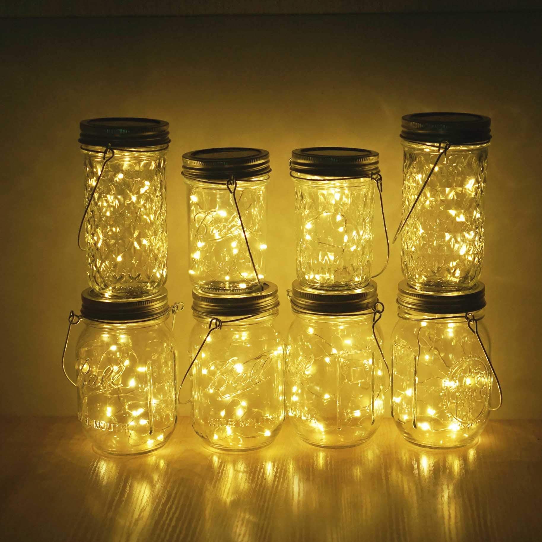 Miaro Solar Mason Jar Lights With Hanger, 6 Pack 10 Led Waterproof Warm White Fairy String Lights(No Jars) - Perfect For Garden,