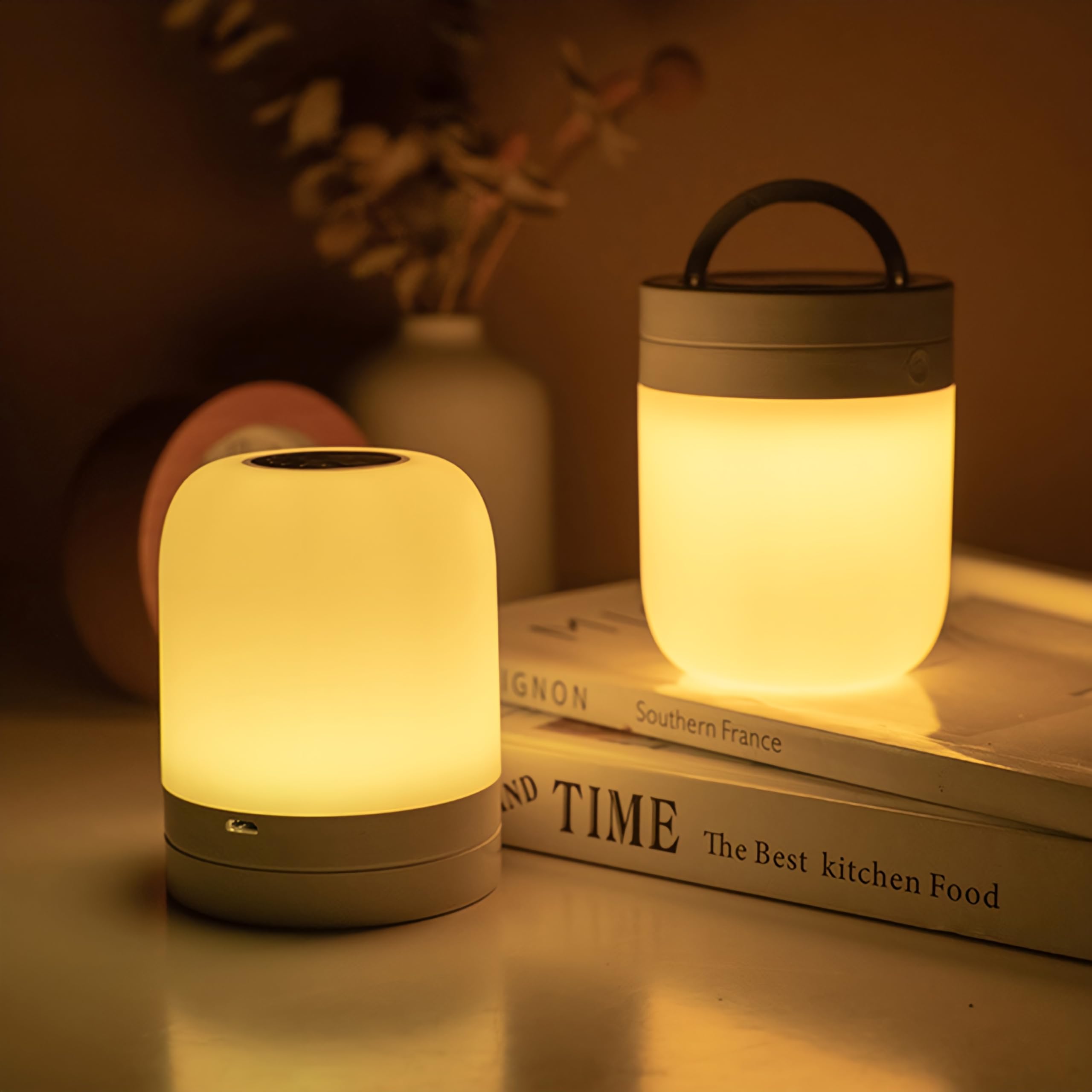 Deogos Small Nursery Night Light, 13 Colors Dimmable, Portable, Rechargeable, White, Model 02-11, 2 Pack
