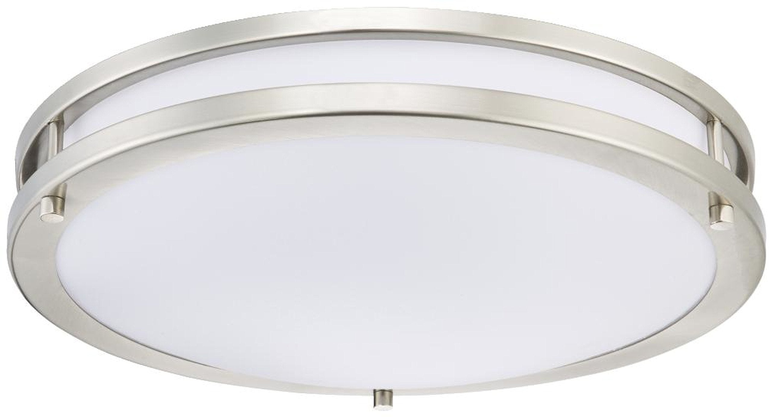 6401200 Lauderdale 15-3/4-Inch Dimmable Led Indoor Flush Mount Ceiling Fixture, Brushed Nickel Finish With White Acrylic Shade