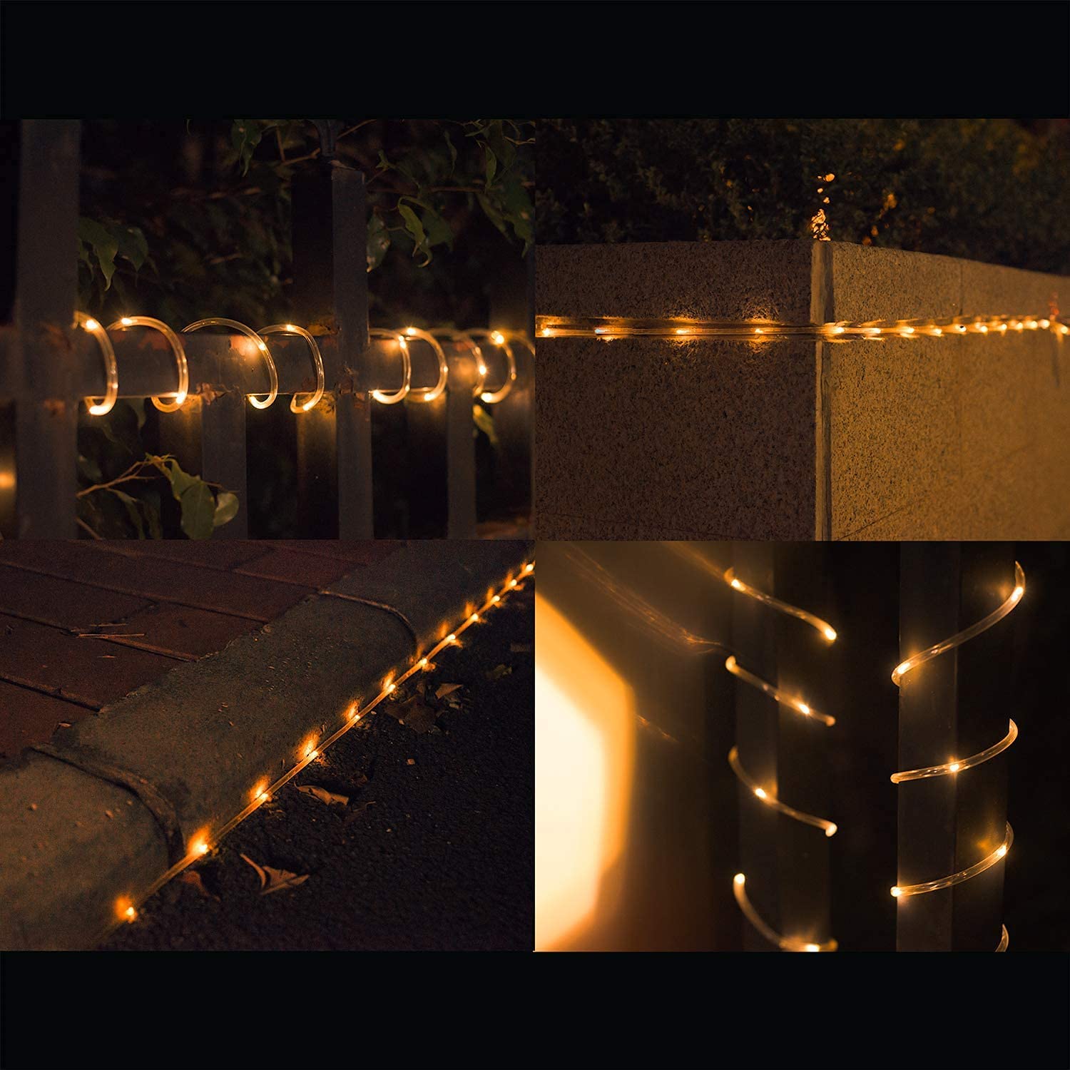 Fatpoom Solar Lights Rope Lights Solar Powered String Lights 40Ft 120 Leds 8 Modes Fairy Lights Outdoor Decoration Lighting For