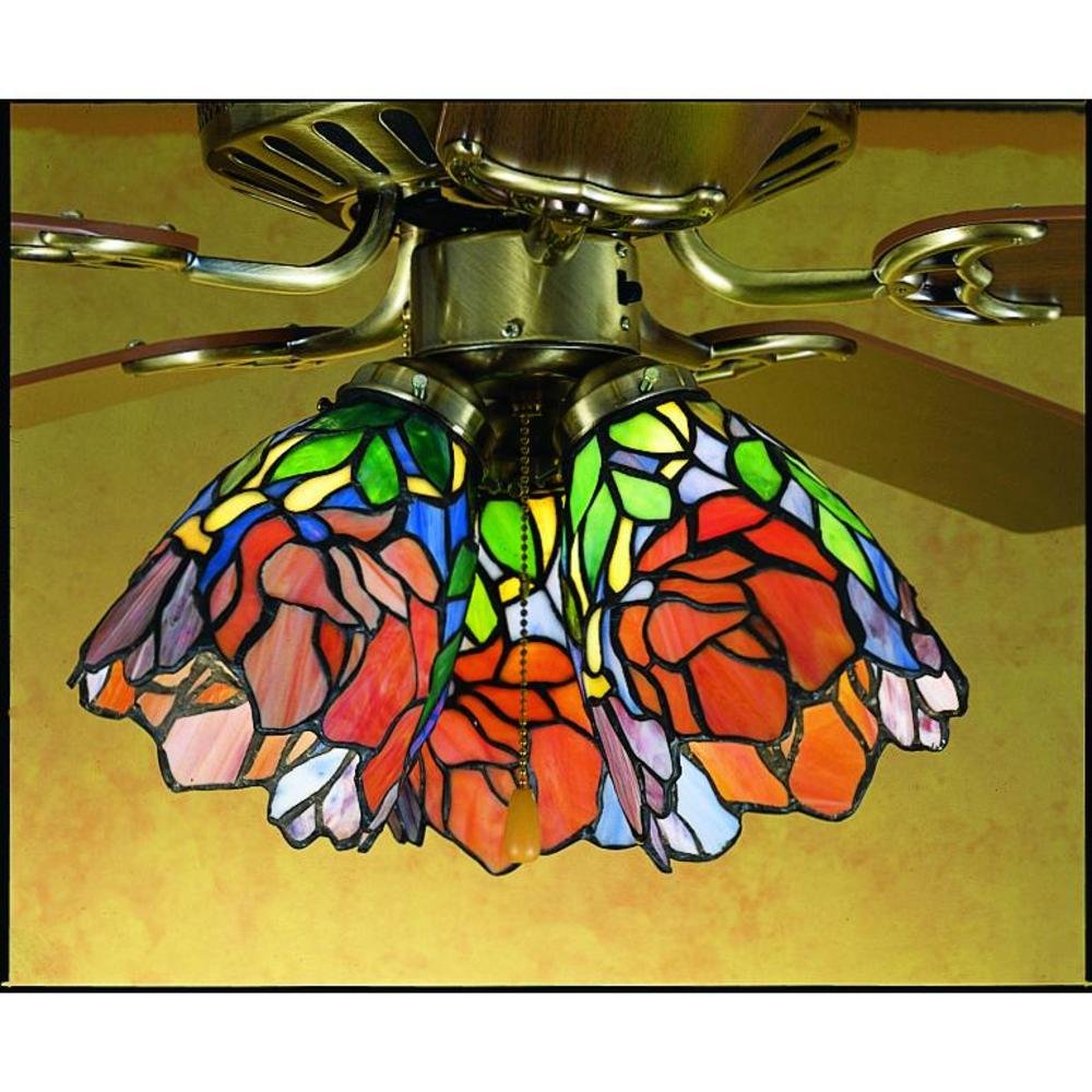 Meyda 5 Inch W Iris Fan Light Shade Ceiling Fixture, Glass, Red Shades, Model 27482
