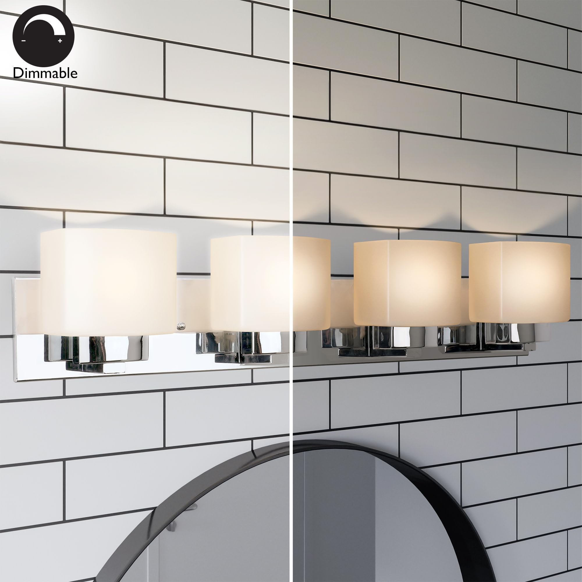 Design House 4-Light Bathroom Vanity Light Fixtures, Dimmable, Frosted Glass, Polished Chrome, Model 589671