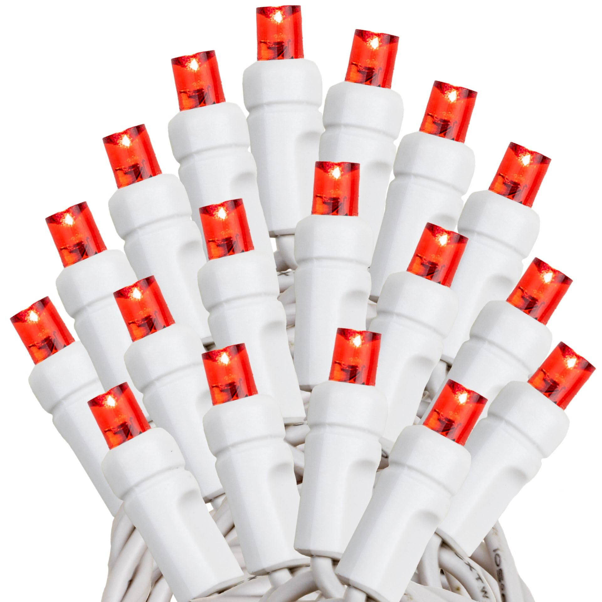 Novelty Lights 50 Light LED Christmas Mini Light Set, 25 Feet, Red, Copper, Model CGWA50-W-RE