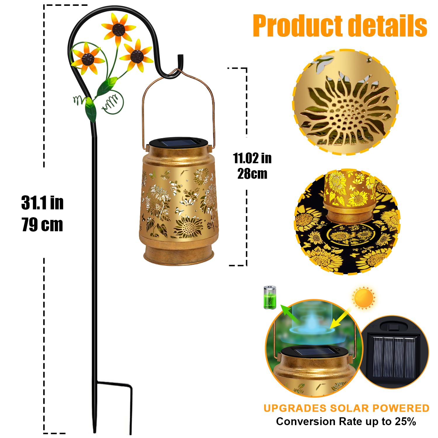 2 Pack Sunflower Solar Lanterns Outdoor Waterproof,Solar Lights Garden Decor Gifts For Mom Women Grandma Decoration Outside For