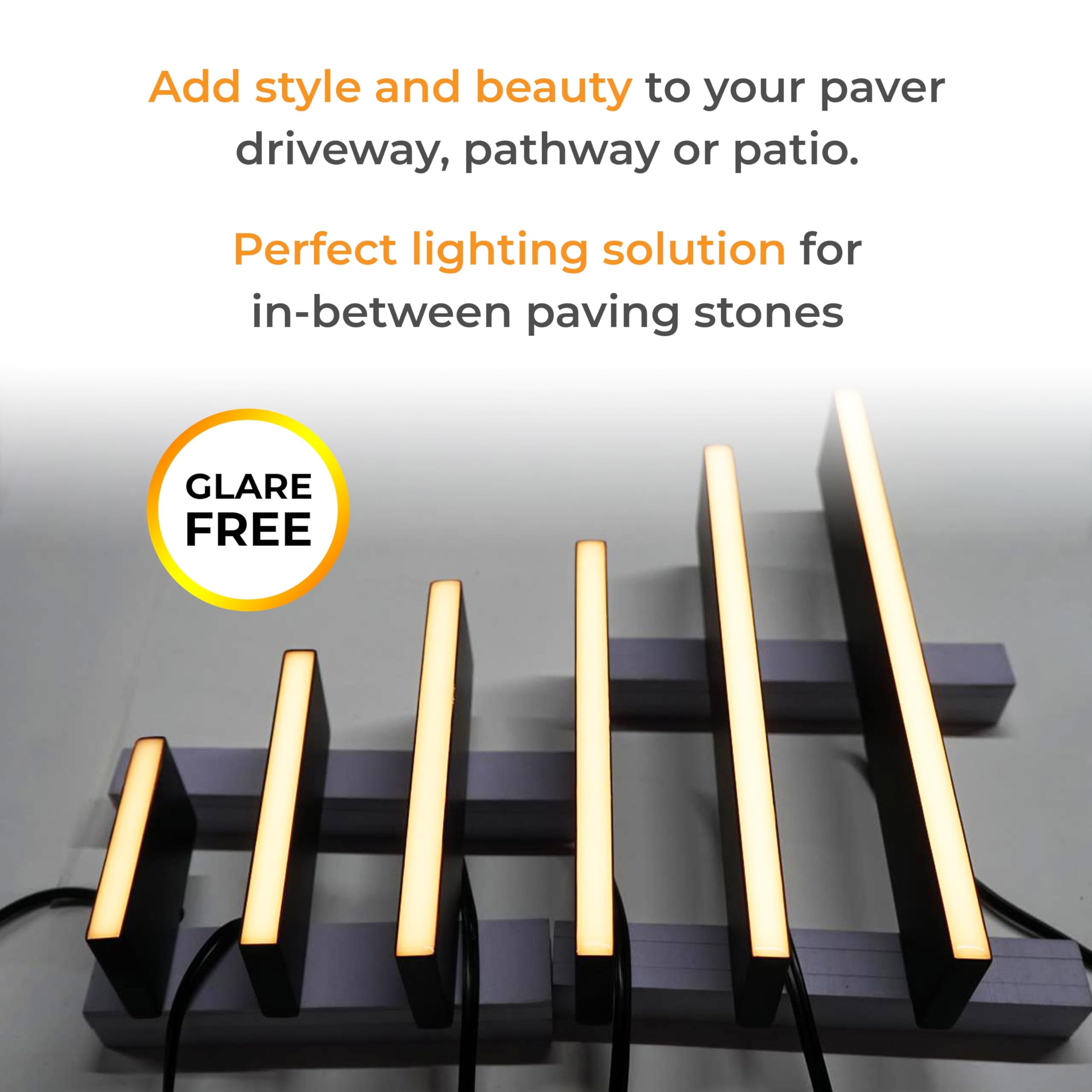 LUMENGY Paver Light Slim 0.5x16 Inch, 2700K Warm White, Stainless Steel, IP67 Waterproof, Drive-Over Rated, Model LMA-PVR-